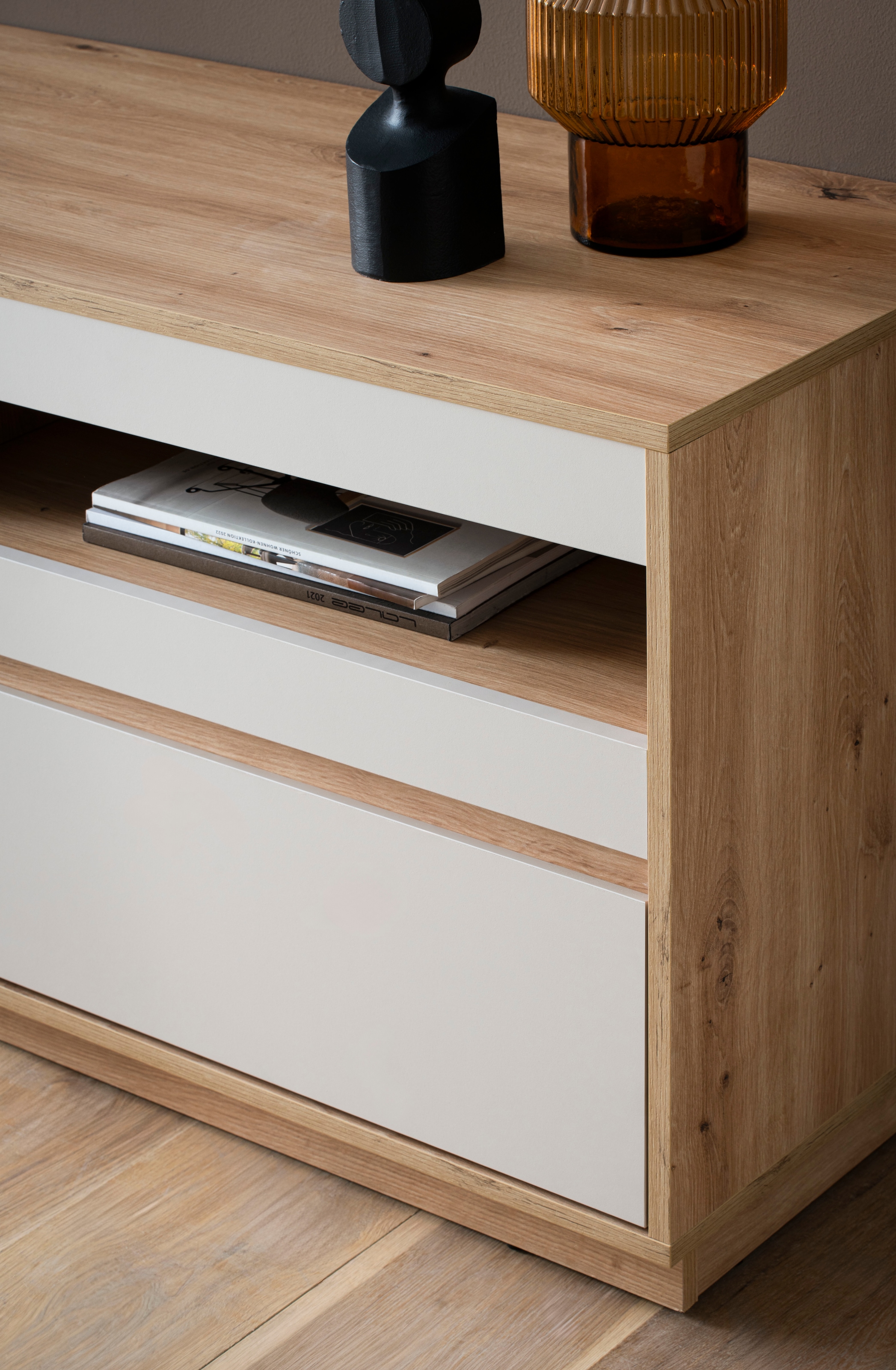 Home affaire Meuble mural »Sonora, moderne Anbauwand, Komplettset in Kaschmir/Eiche« Komplett-Set, 3 cuis tlg.