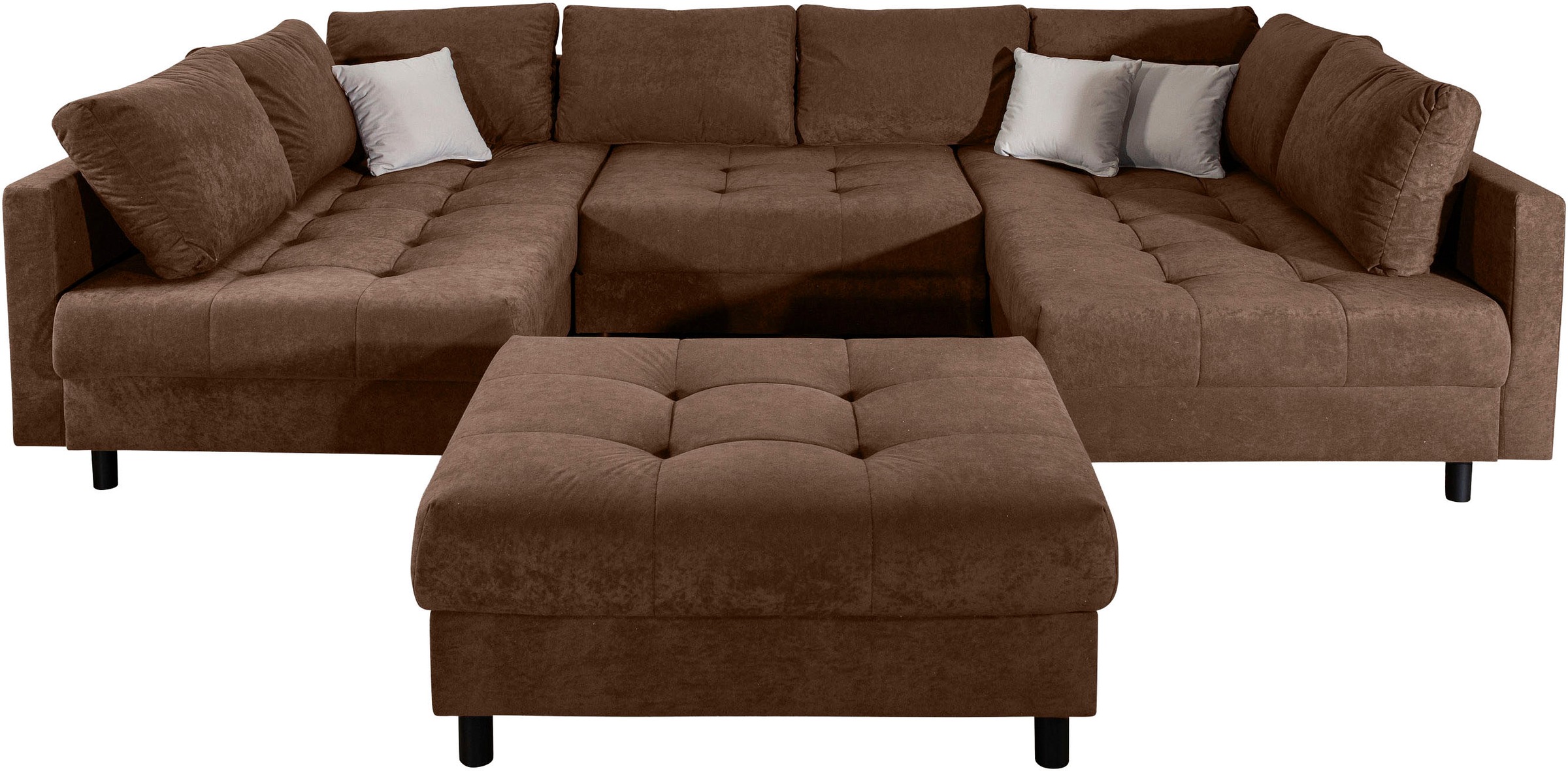 COLLECTION AB Wohnlandschaft "Toni U-Form, B: 298 cm, XXL-Liegefläche 282x178 cm mit Hocker" Set: Sofa & Hocker, 3 Zierkissen, Federkern