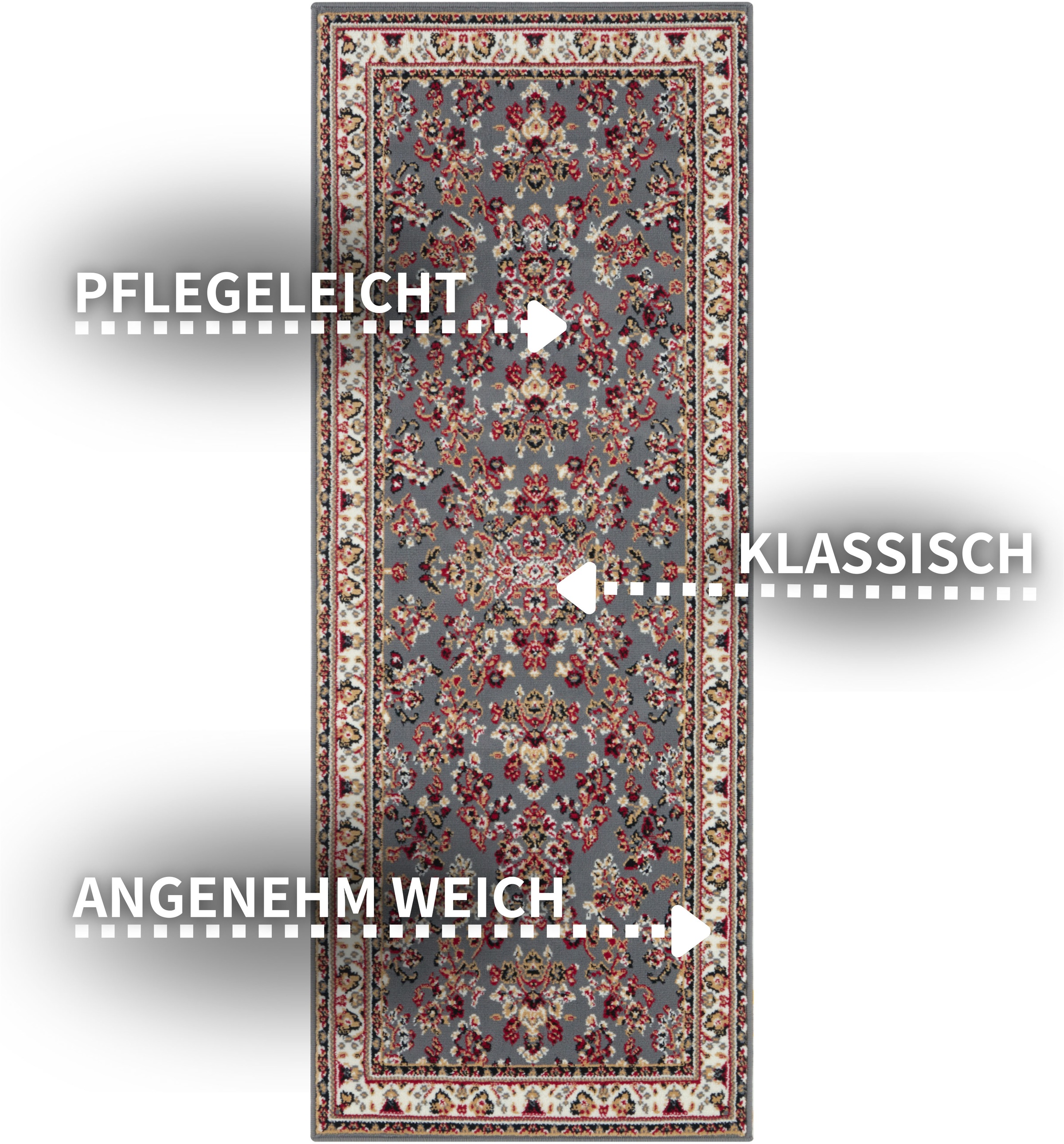 my home Teppich »Halton«, rechteckig, 8 mm Höhe, Kurzflor, Orient-Optik, mit Bordüre, Läufer, pflegeleicht, gekettelt