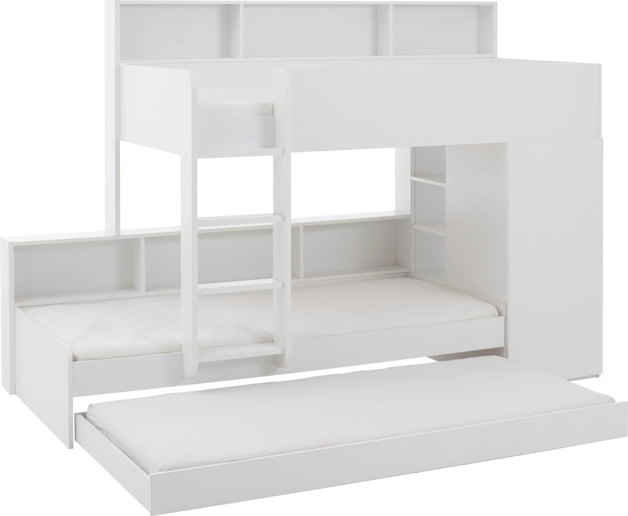 Relita Lit superposé 2 couchages, armoire, étagères et tiroir-lit