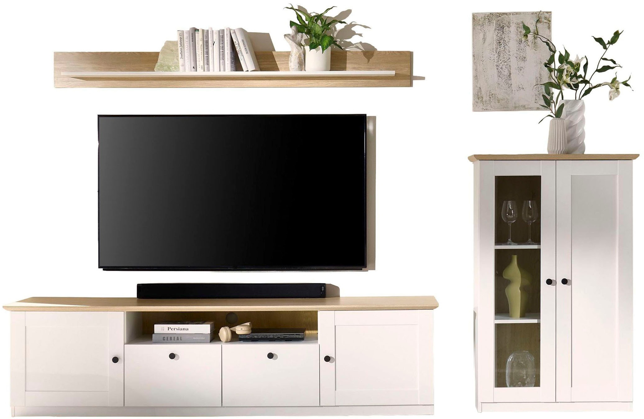 GOODproduct Wohnwand »Brest, Anbauwand im Landhausstil, Komplettset, Wohnzimmer-Set« Set, 3 Stk. tlg.