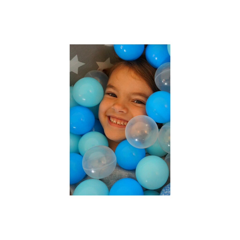Knorrtoys® Bällebad »Grey White Stars 300 Bälle blue/blue/transparent«