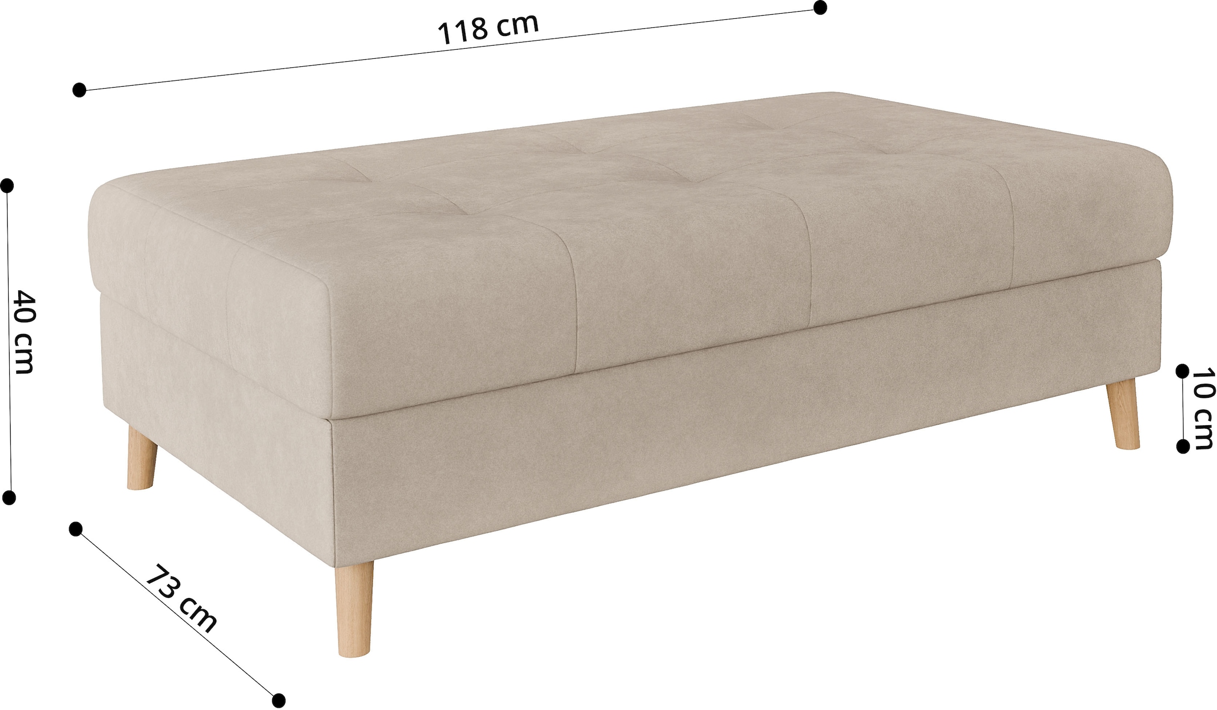 Home affaire Polsterhocker »CHARRE XXL, Steppung im Sitzbereich, Masse: B/T/H: 118/73/40 cm« passend zur Serie CHARRE, auch in Cord und Bouclé,