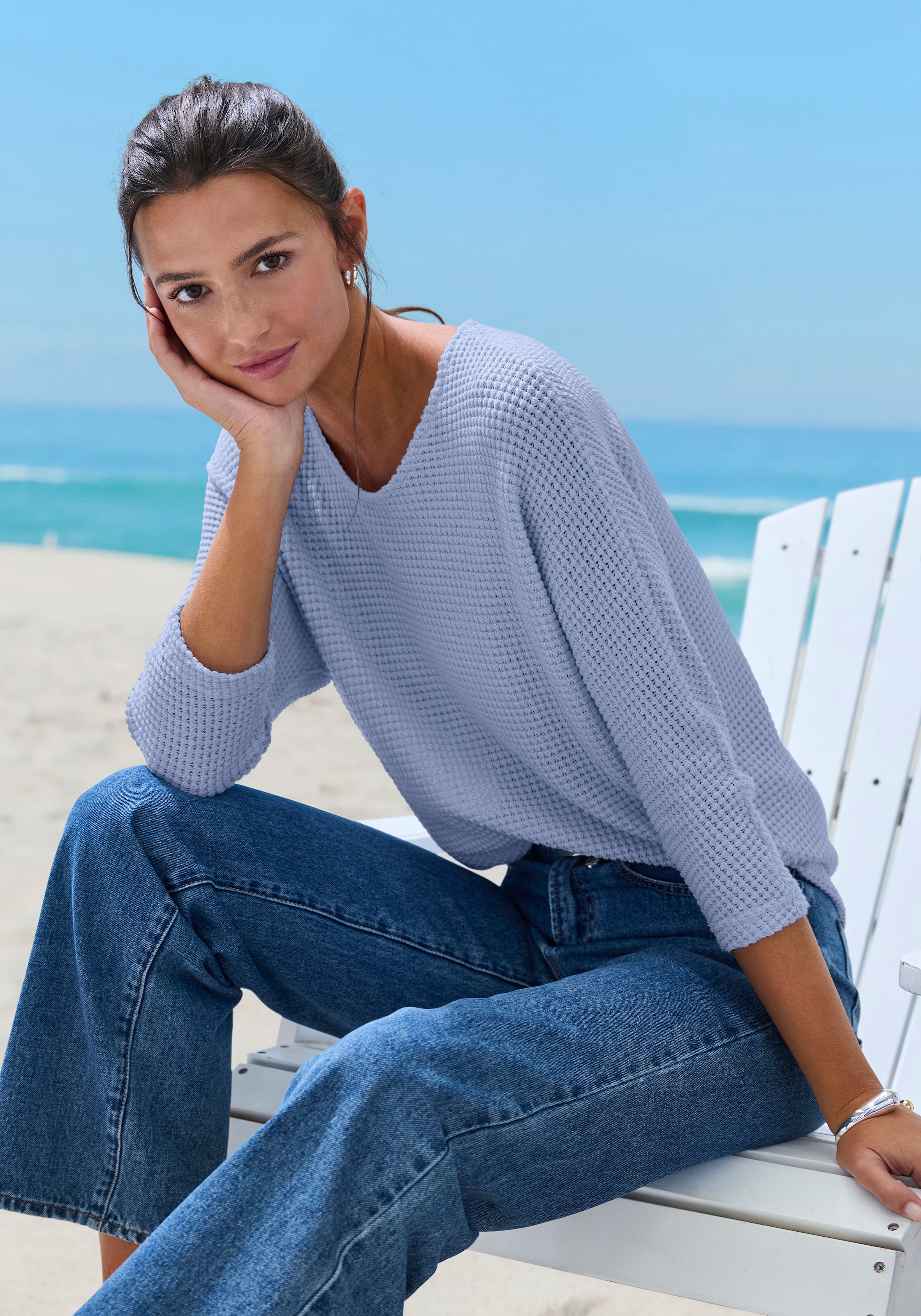 Vivance T-shirt à manches 3/4 »mit sommerlicher Waffelstruktur« en qualité tricot infroissable