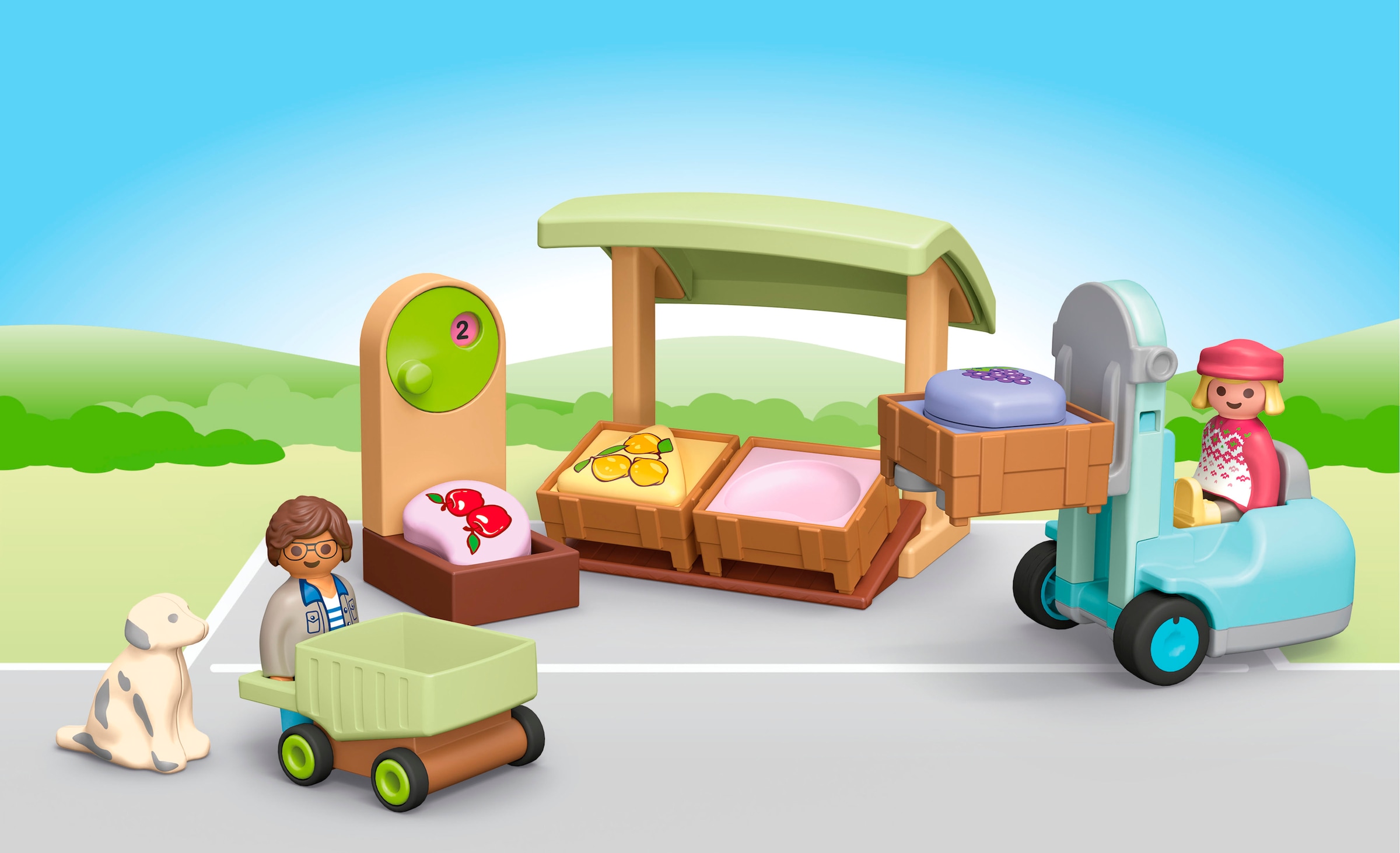 Playmobil® Konstruktions-Spielset »Bio-Marktstand & Gabelstapler (71691), JUNIOR« Made in Europe