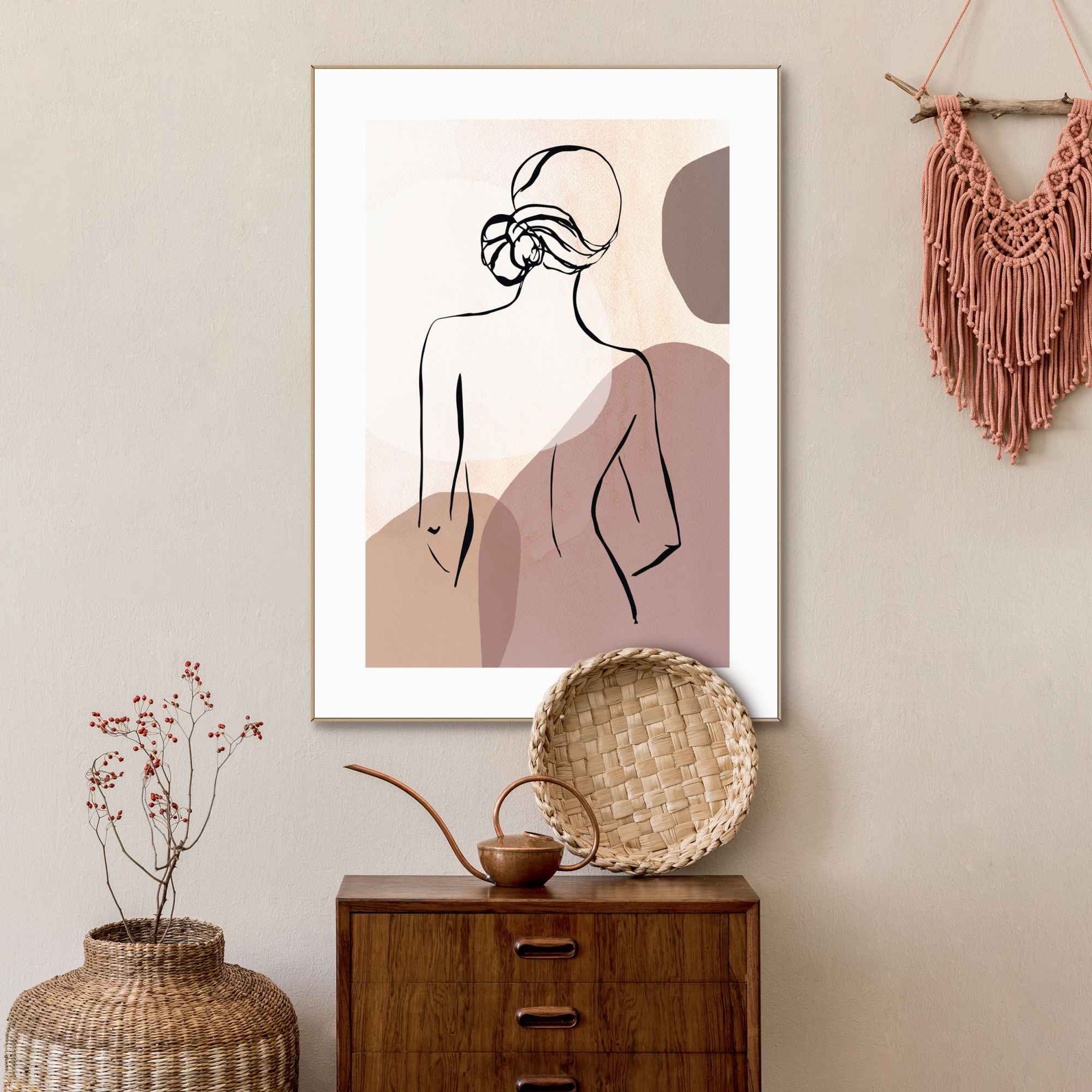 Image of Reinders Bild "Gerahmtes Bild Frau Stiftzeichnung - Abstrakt - Rücken" Frau 1 Stk. tlg.