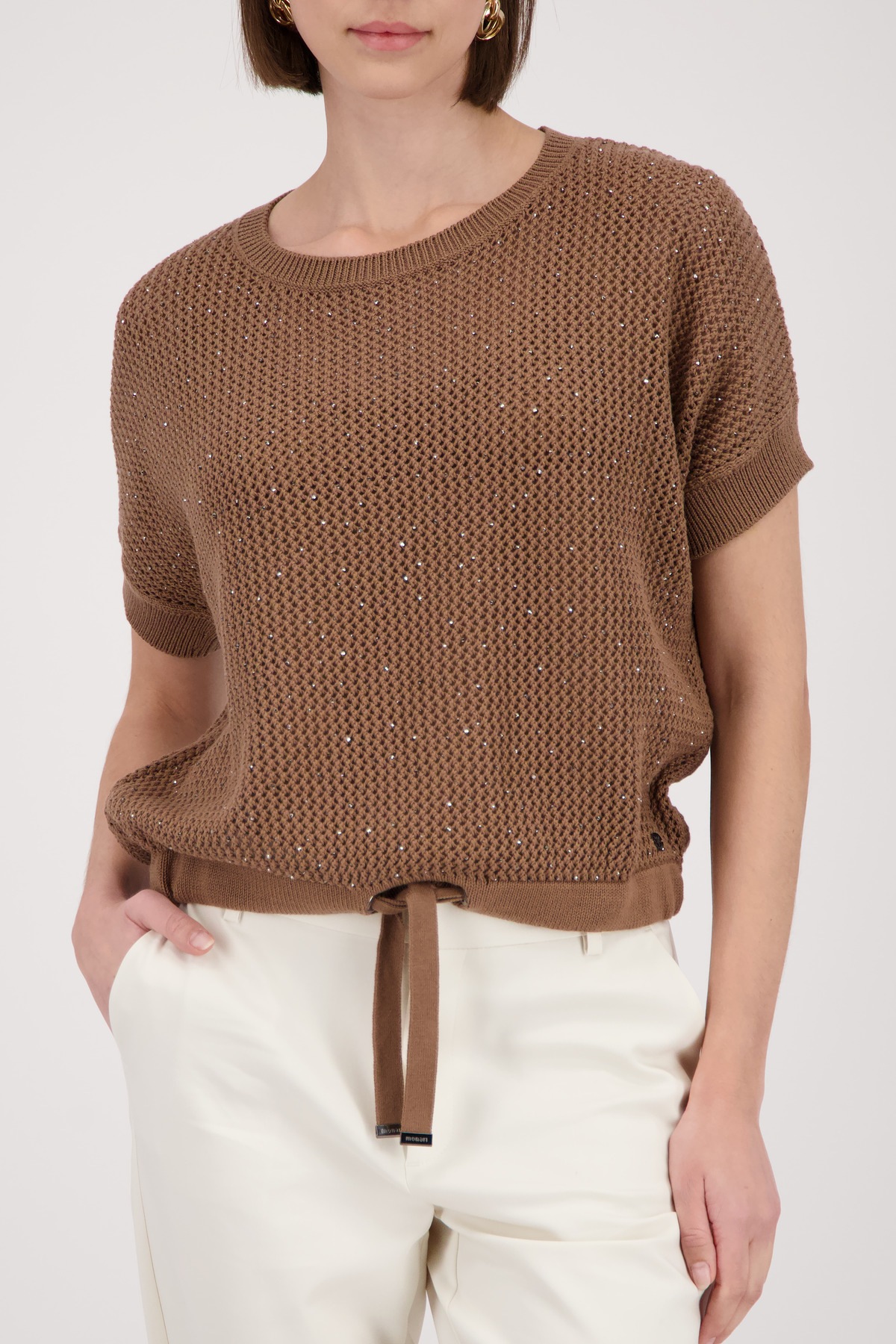 Image of Monari Ajourpullover "Pullover Basic Schmuck" Regular fit mit Strasssteinen