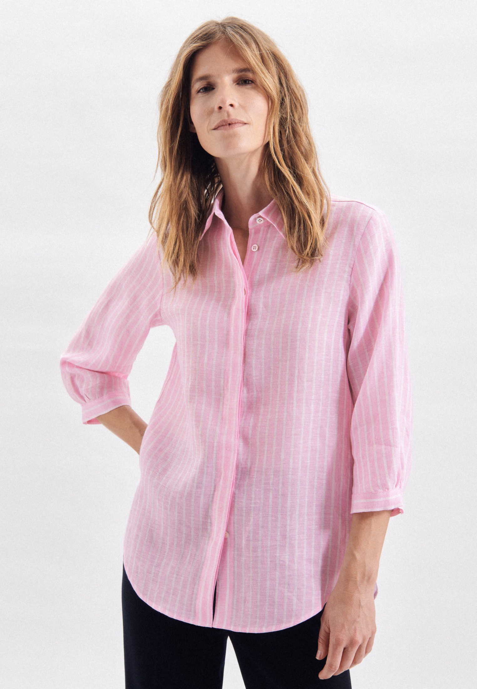 Image of seidensticker Hemdbluse »Schwarze Rose«, 3/4-Arm Kragen Garnfärber bei Ackermann Versand Schweiz