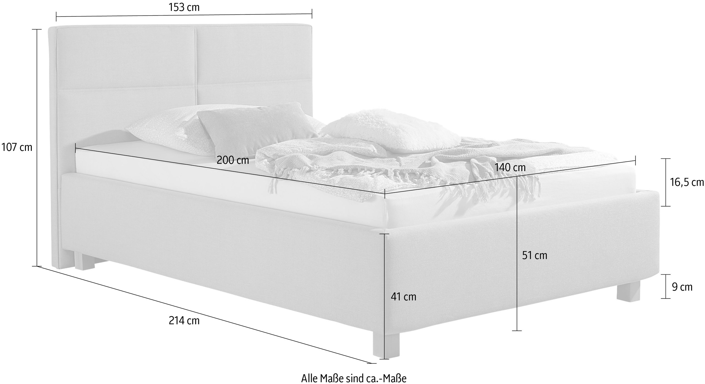 Maintal Polsterbett, inklusive Bettkasten