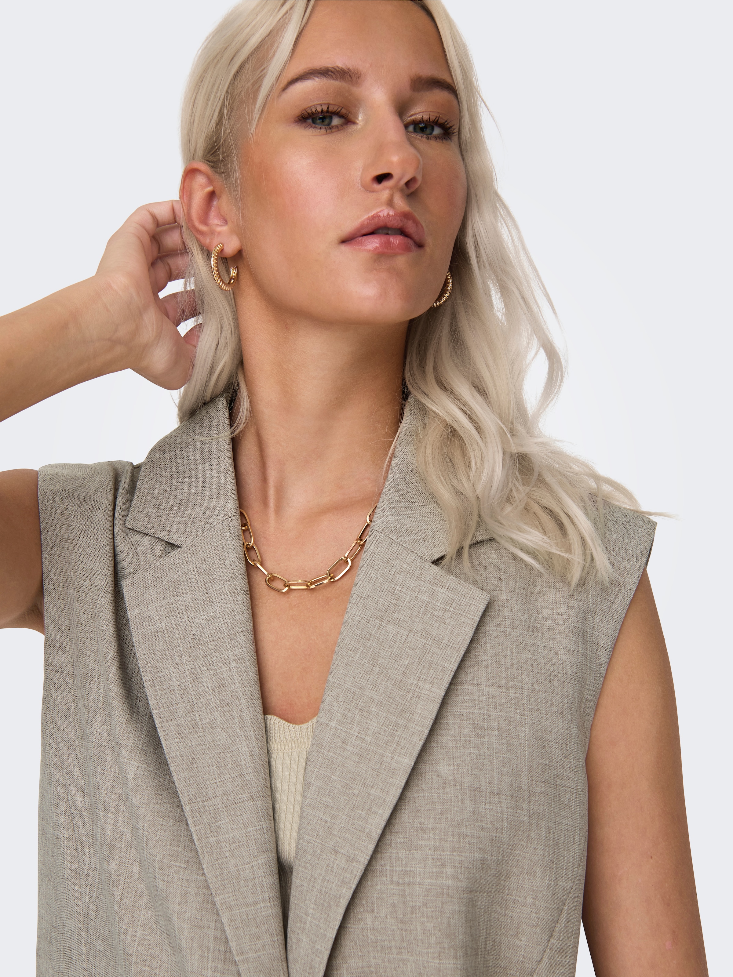 ONLY Gilet de costume »ONLLINDA S/L MEL OVERSIZE WAISTCOAT TLR« mélange de matériaux