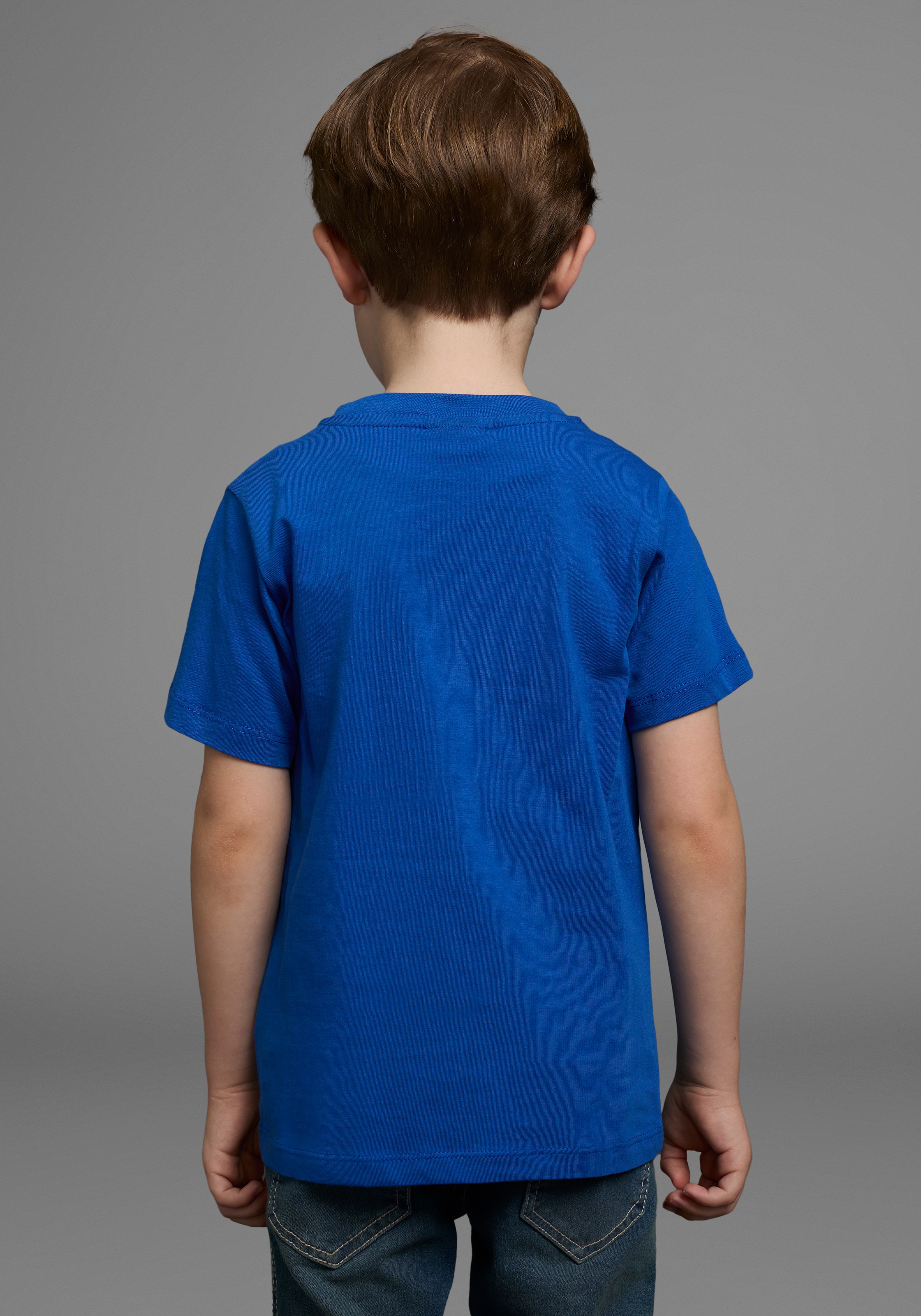 KIDSWORLD T-Shirt »Mit Spruch: KLEIN+FRECH+SCHLAU...«, Kurzarm, Basic-Passform, bedruckt, Rundhalsausschnitt