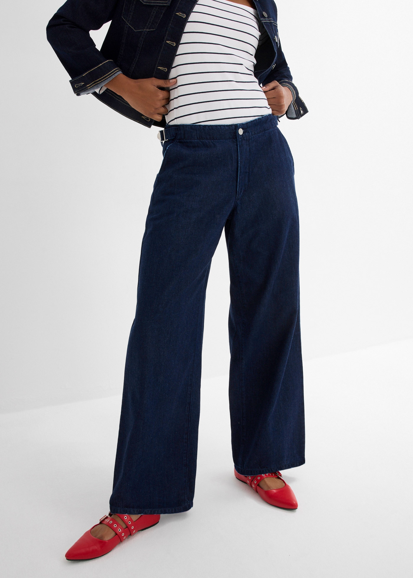 bonprix Jeans large lockerer Schnitt, gerade Passform, mittlerer Bund