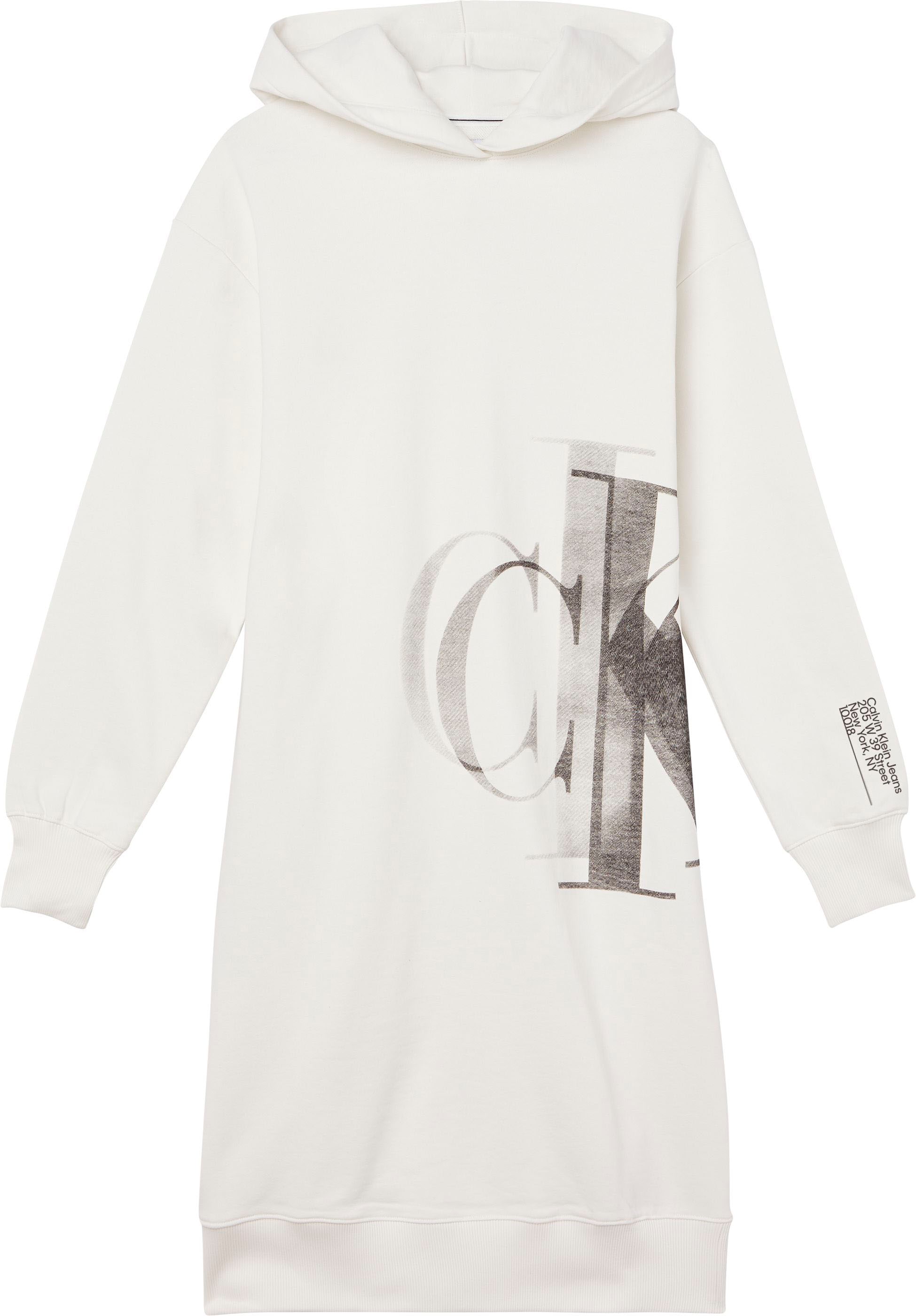 mit Calvin ♕ vorne Klein »LIGHTBOX DRESS«, versandkostenfrei Sweatkleid CK Calvin Klein grossem HOODIE Jeans auf Monogramm-Print