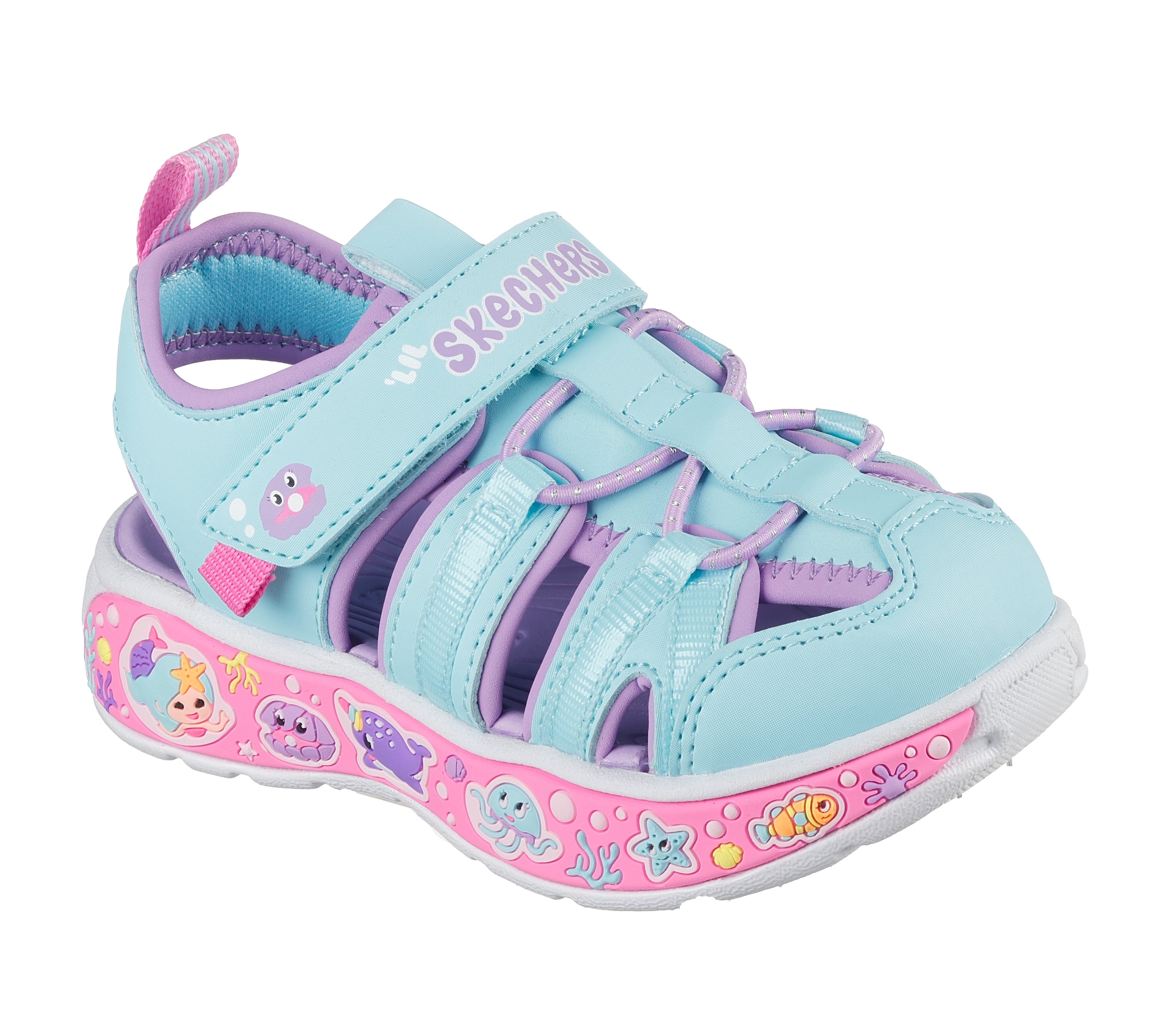 Skechers Sandale »PLAY SCENE SPLASH«  chaussure de bain avec semelle colorée, gabarit de taille à télécharger