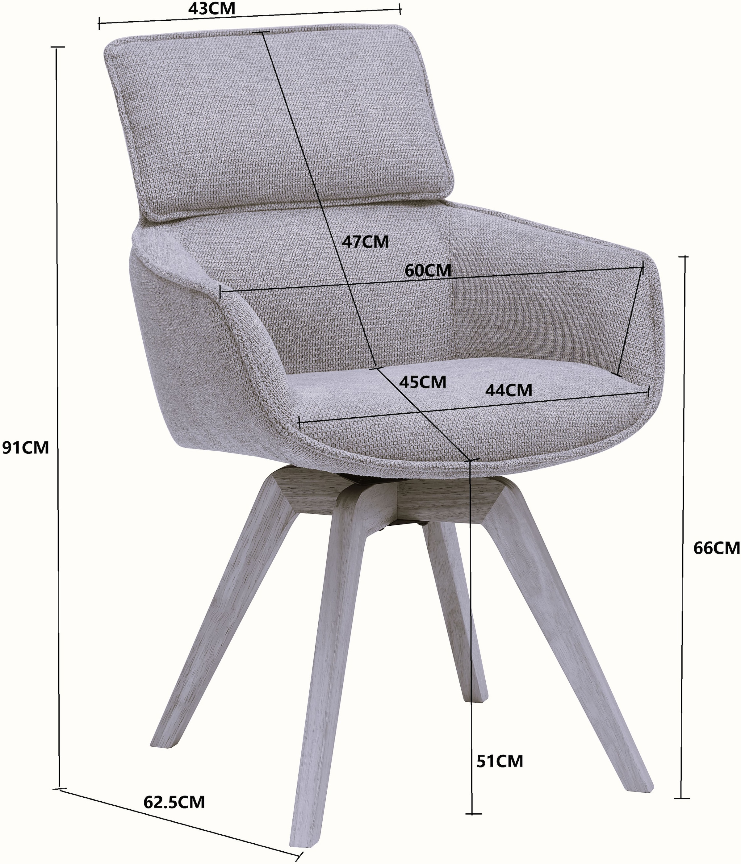 GOODproduct Chaise de salle à manger »Romilda« (Ensemble) 2 cuisrevêtement en tissu tissé facile d'entretien, structure métallique aspect bois