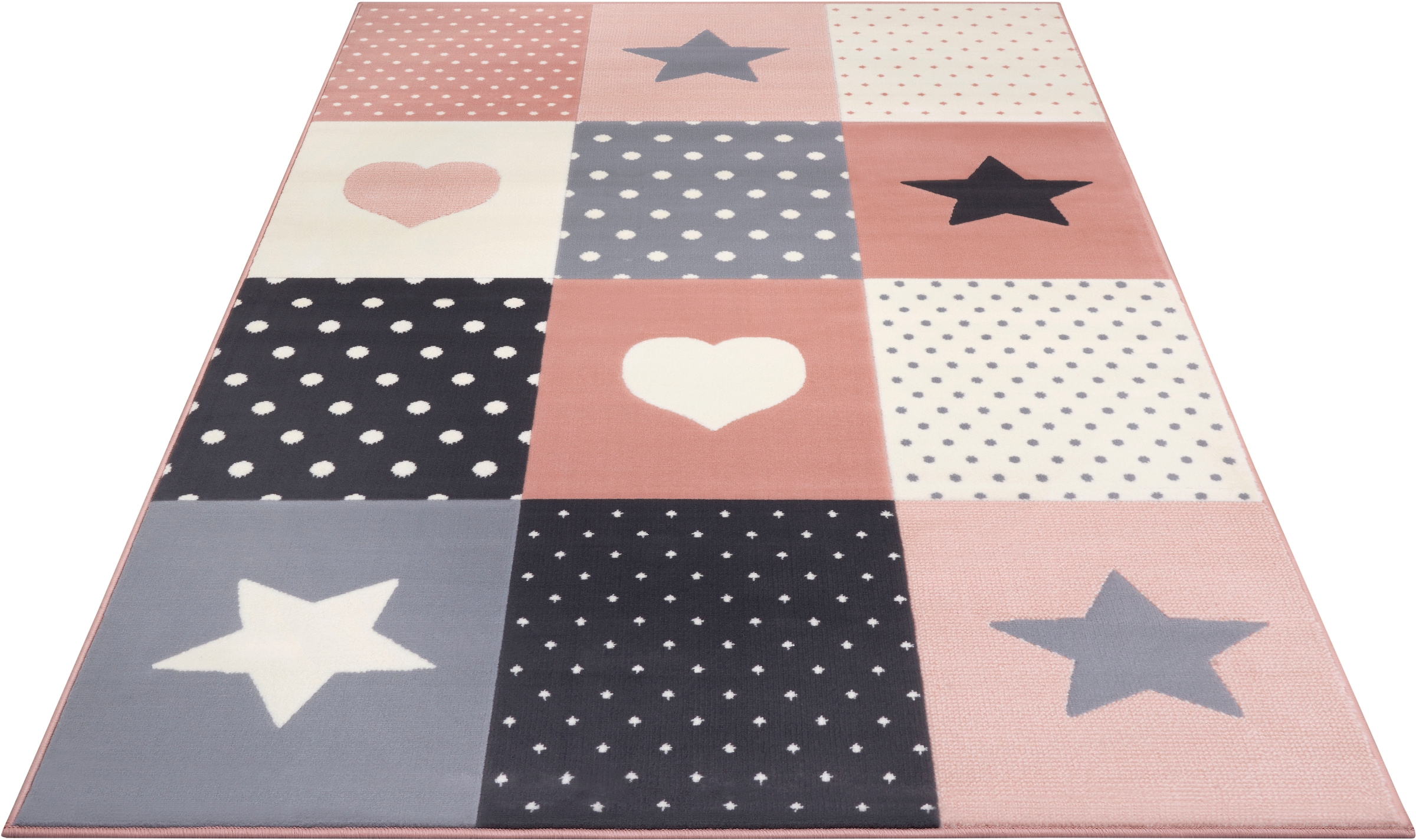 HANSE Home Kinderteppich »Pretty Patchwork«, rechteckig, Stern, Herz Motiv, Kurzflor, Patchwork