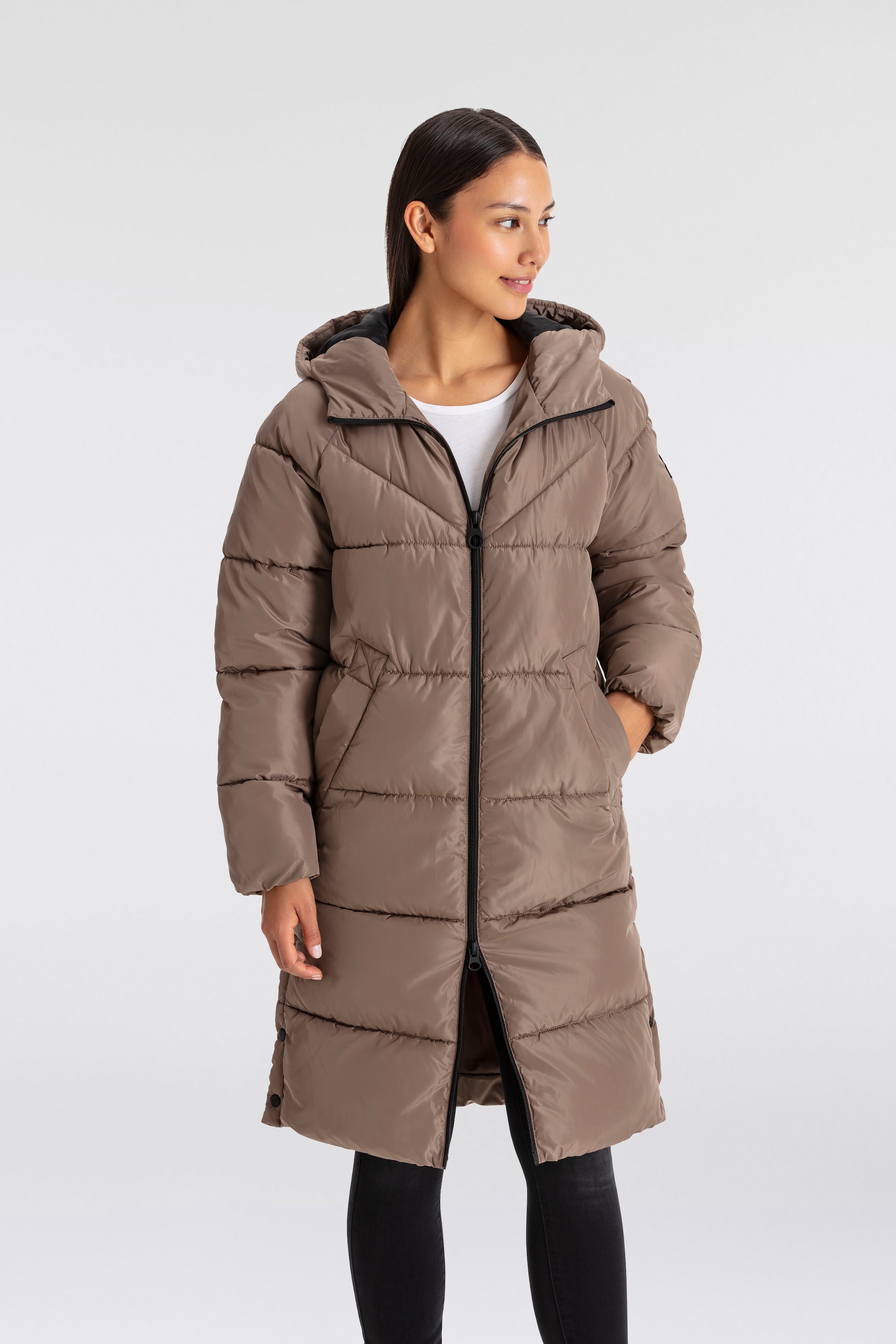 ONLY Steppmantel »ONLAMAND LONG PUFFER COAT CS OTW«, mit Kapuze und praktischem 2-Wege Reissverschluss