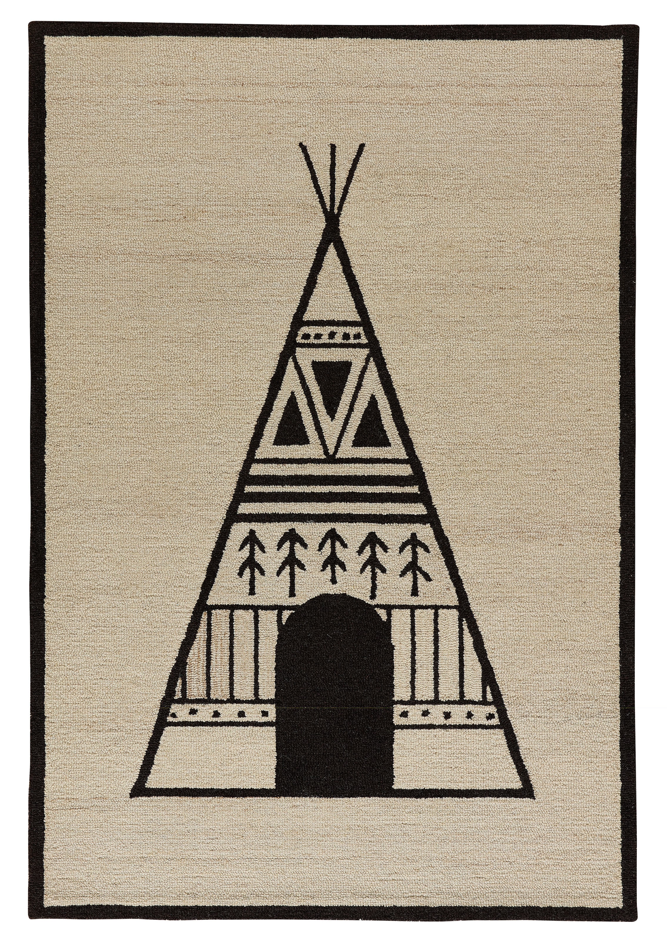 THEKO Kinderteppich »Gaia Kids Tipi« rechteckig 10 mm Höhe getuftet, reine Schurwolle, Motiv Tipi, Kinderzimmer