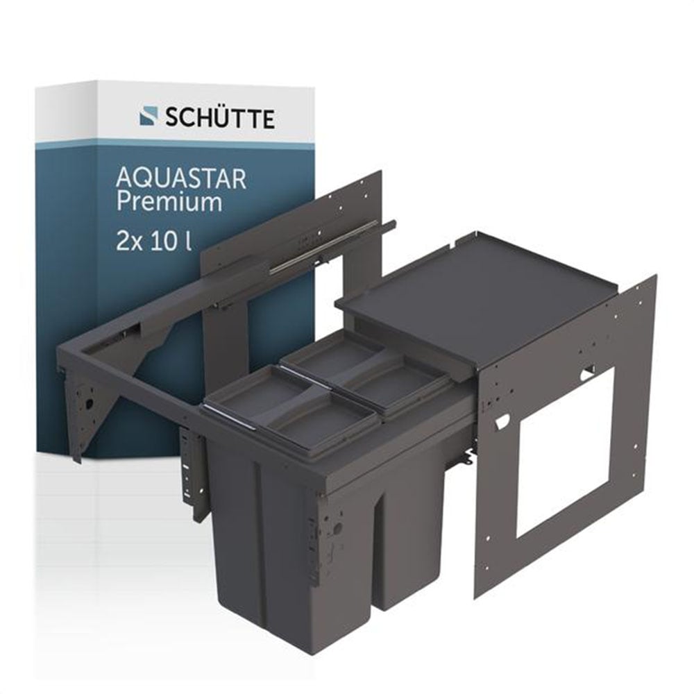 Image of Schütte Mülltrennsystem "Aquastar" 2 Behälter zum Einbau, 60cm, 2 Fächer, Auszug, Deckel