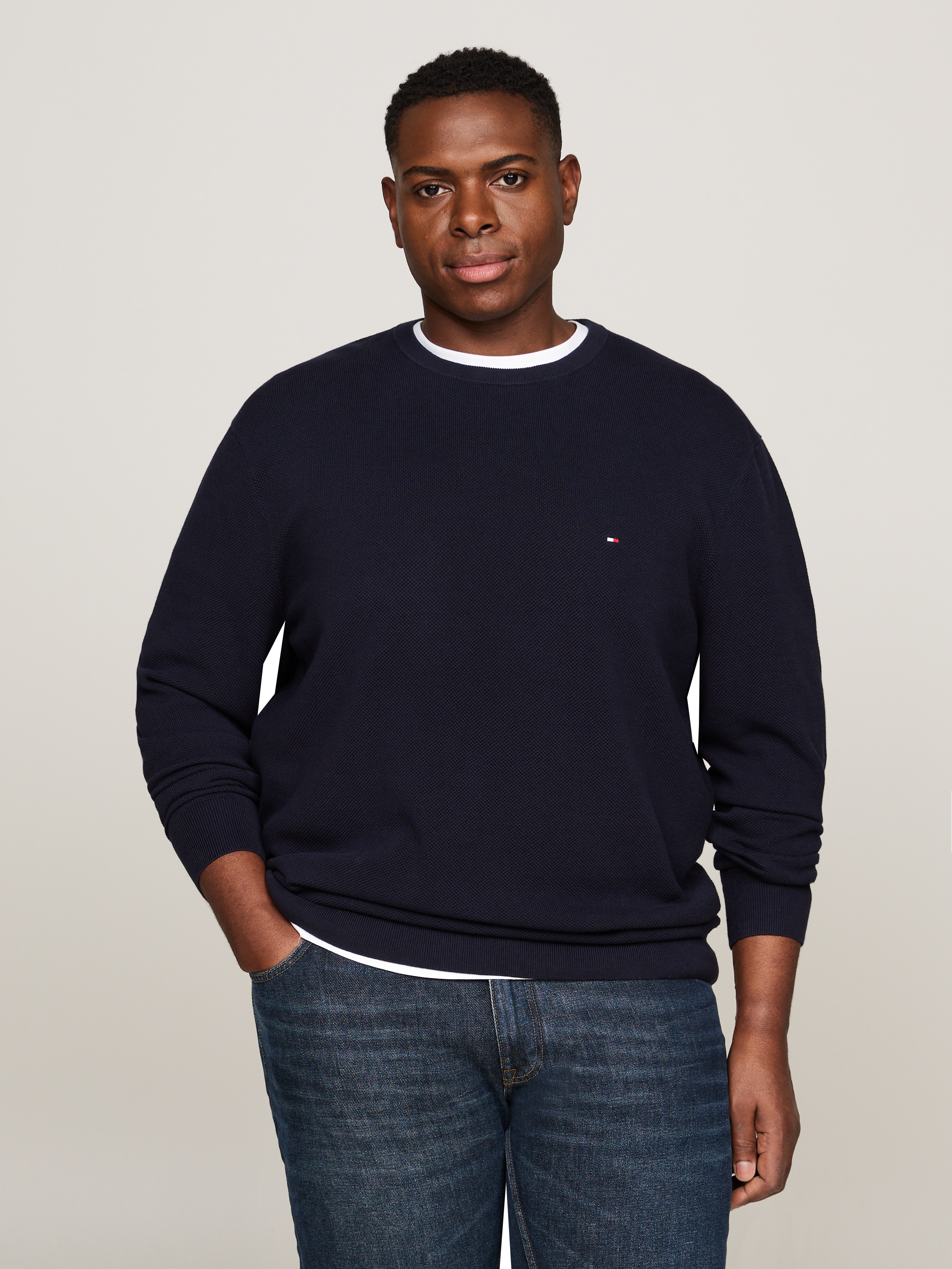 Tommy Hilfiger Big & Tall Rundhalspullover »BT-ESSENTIAL STRUCTURE CREW NECK«, Grosse Grössen