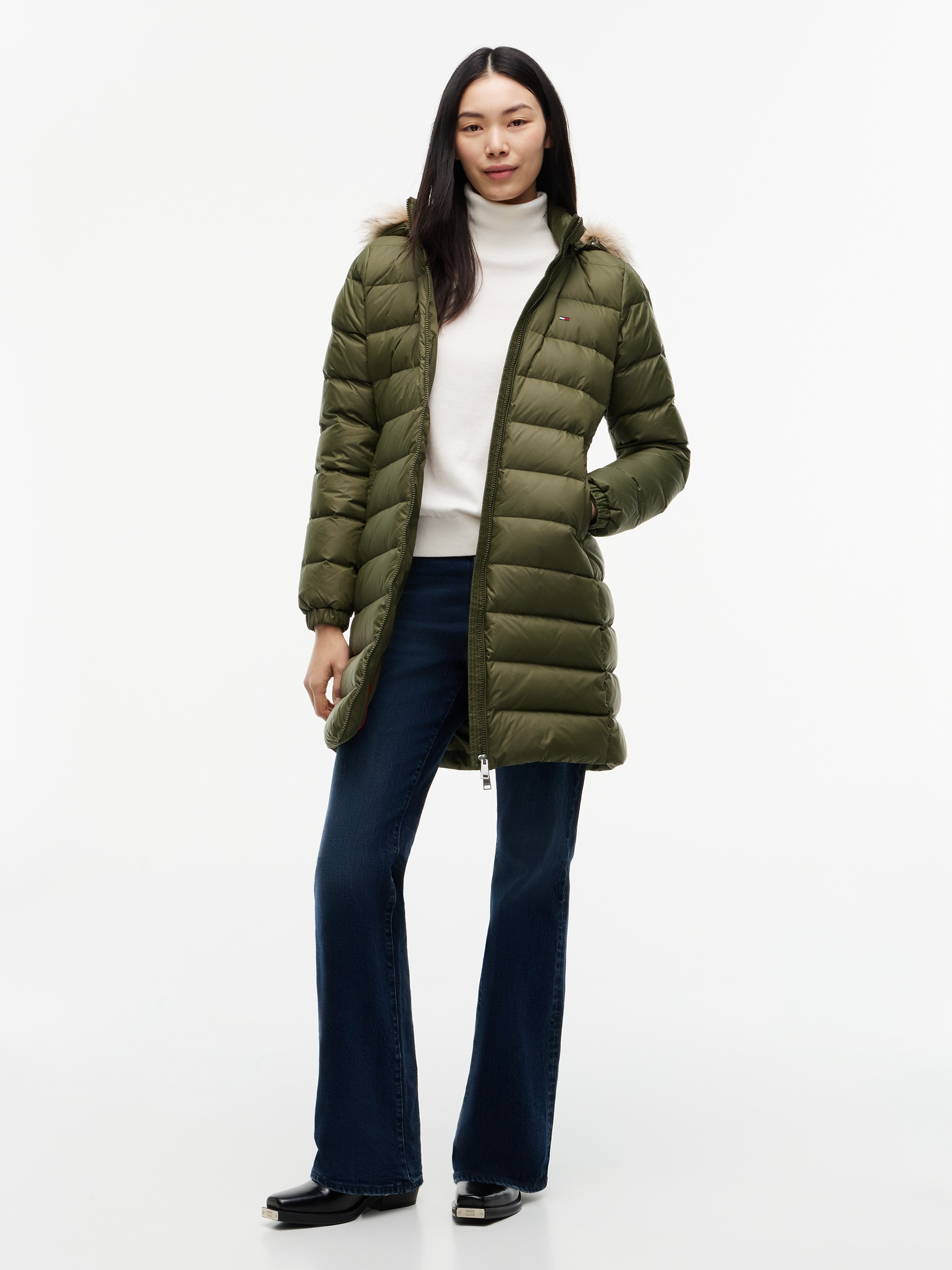 Tommy Jeans Manteau matelassé »TJW ESSENTIAL HOODED DOWN COAT« fibre synthétique
