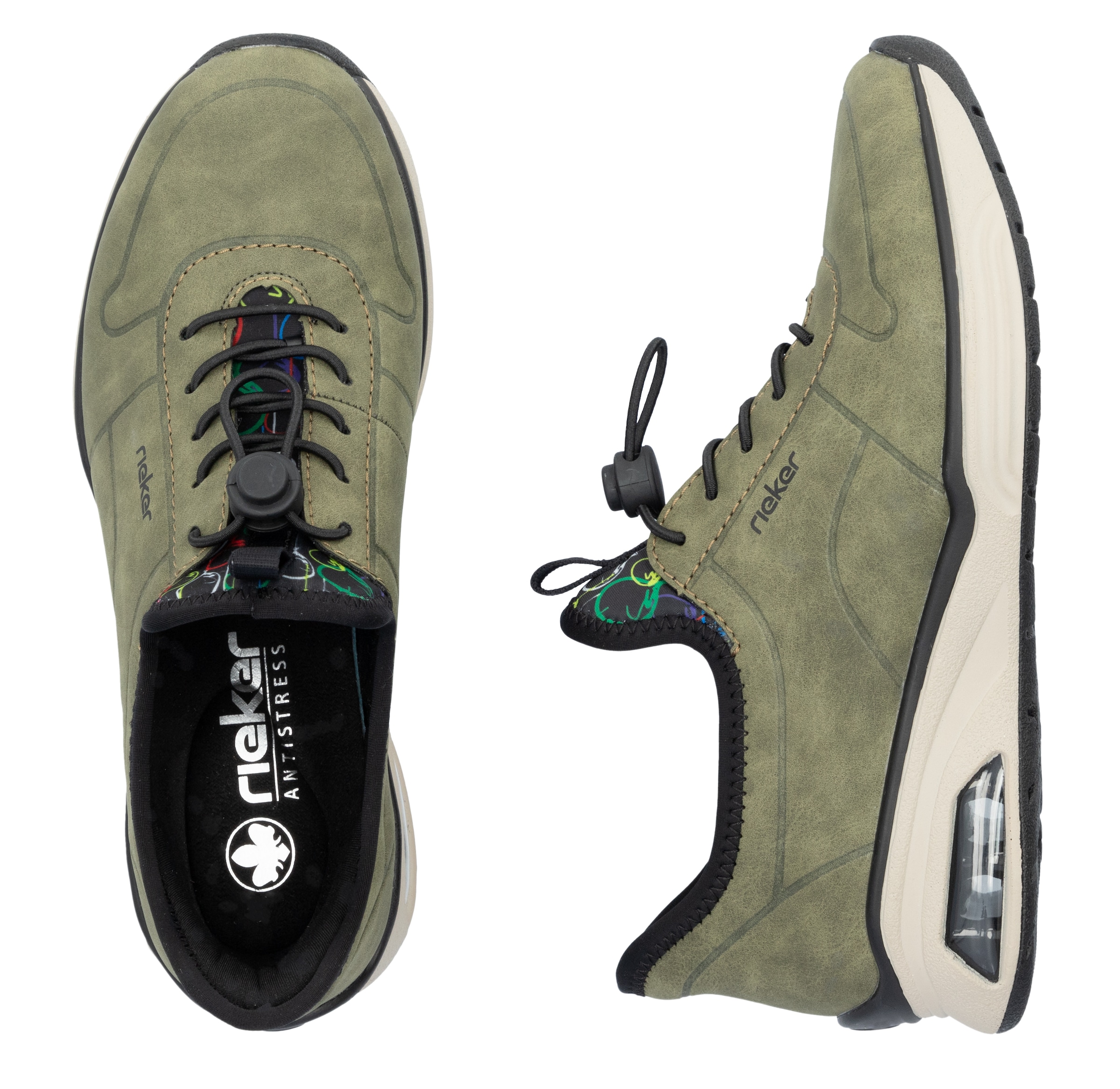 Rieker Slip-On Sneaker, Schlupfschuh, Halbschuh, Freizeitschuh mit elastischem Einstieg