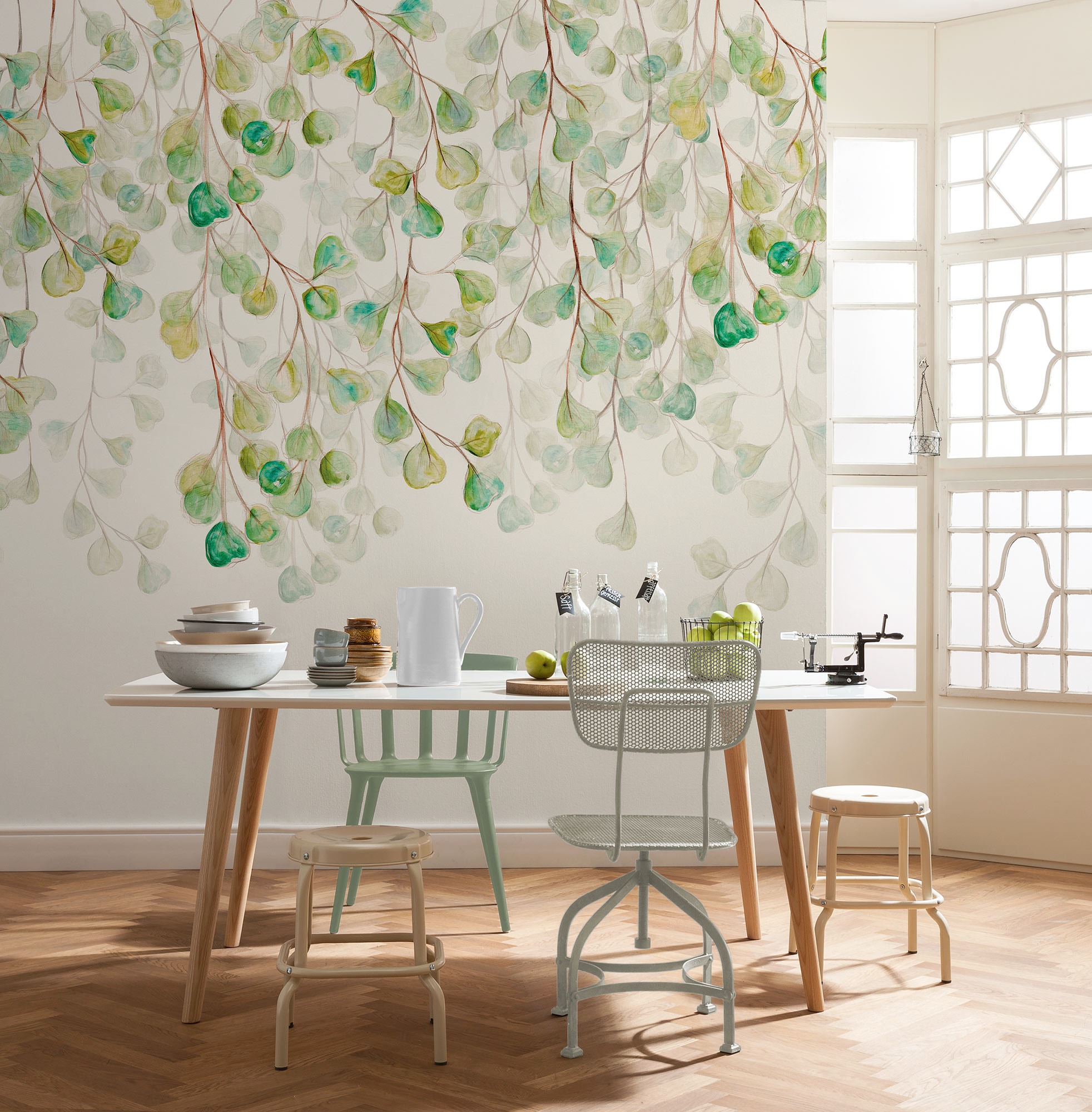Image of Komar Fototapete "Komar Vlies Fototapete - Douche de Feuilles - Grösse 300 x 250 cm" bedruckt glatt