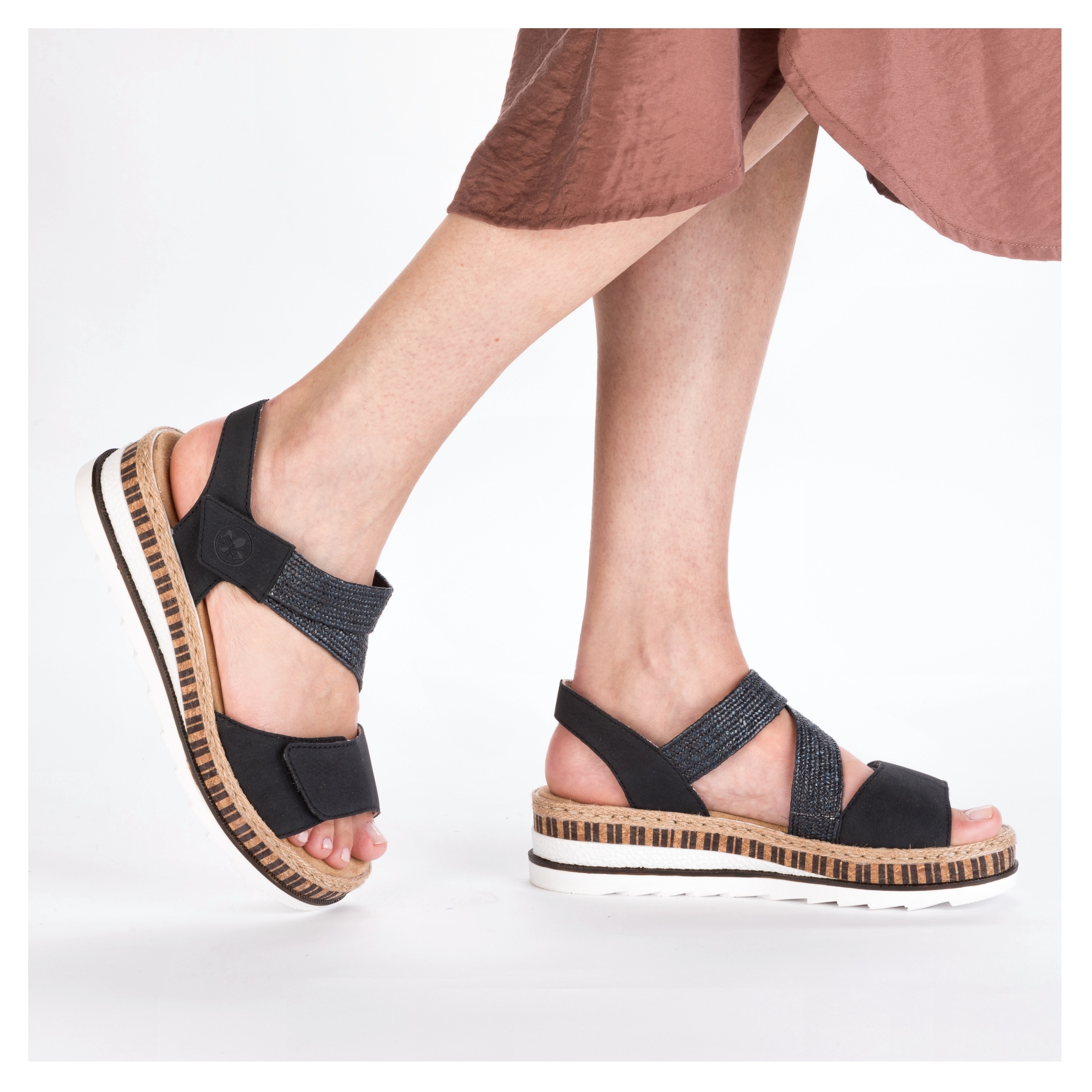 Rieker Sandales compensées  Riemchensandale, Sommerschuh, Urlaubschuh mit Klettriemchen