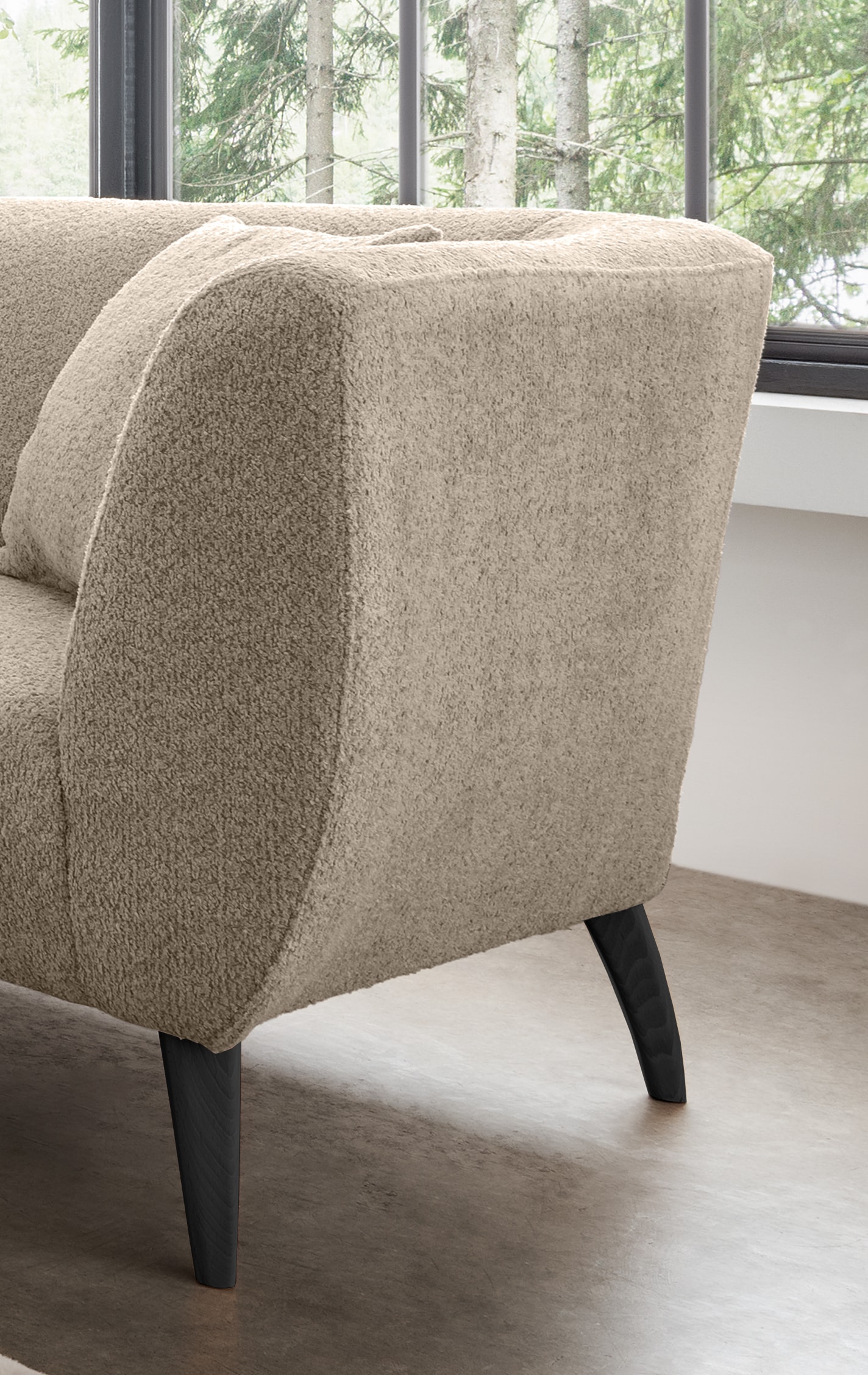 Home affaire Canapé d'angle »Lazio modern und bequem, schmale Armlehnen, tolle Detailverarbeitung« zwei verschiedene Fussfarben wählbar