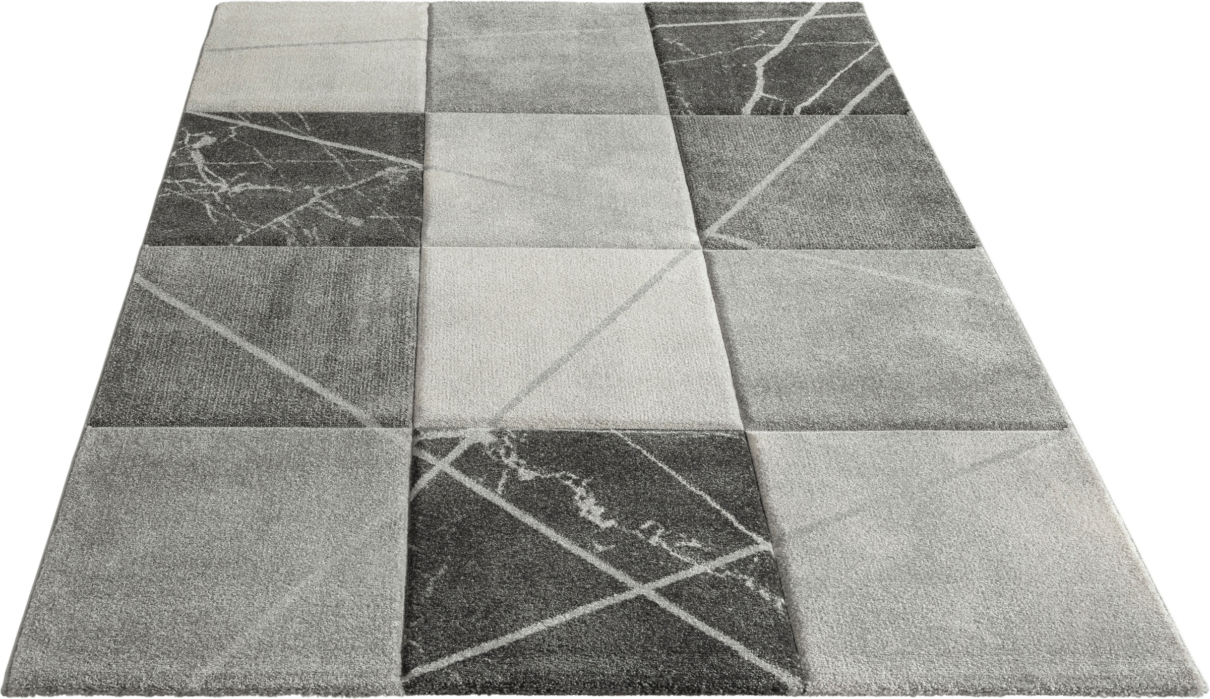 Image of DELAVITA Teppich »Odessa«, rechteckig, 13 mm Höhe, angenehm weich, Karo-Design, mit Hoch-Tief-Effekt, idealer Teppich für Wohnzimmer, Schlafzimmer, Esszimmer bei Ackermann Versand Schweiz