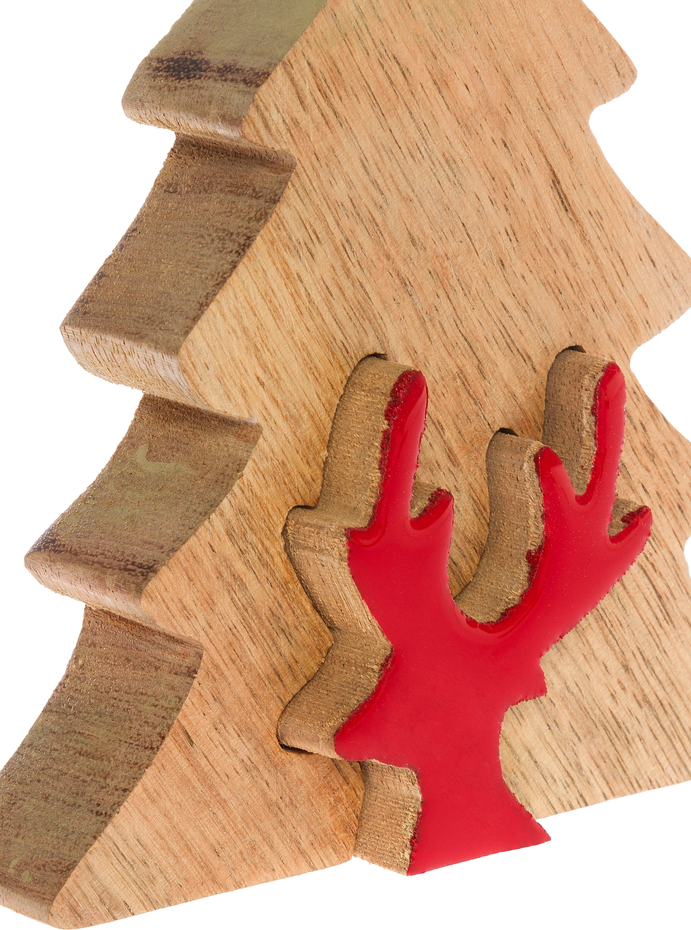 Myflair Möbel & Accessoires Dekobaum »Deko Puzzle Baum, mit Rentier« Weihnachtsdeko aus Holz, Weihnachtsbaum, Höhe ca. 17 cm