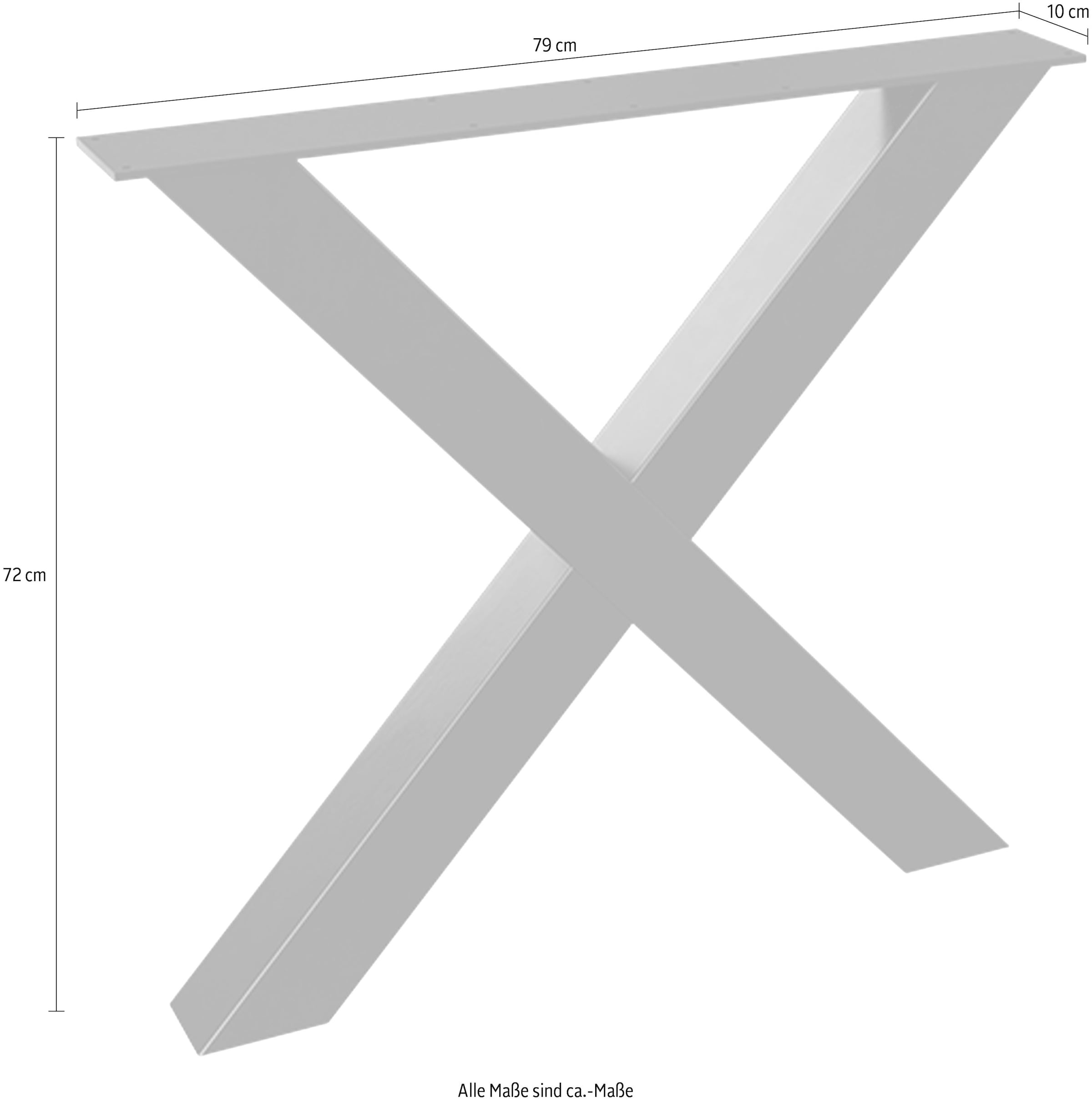 WOOOD Pied de table »Tablo Alkmaar Metall mit Pulverbeschichtung B 79 x T 10 x H 72 cm« Capacité de charge 50 kg, structure lourde 8x8 cm, facile à monter