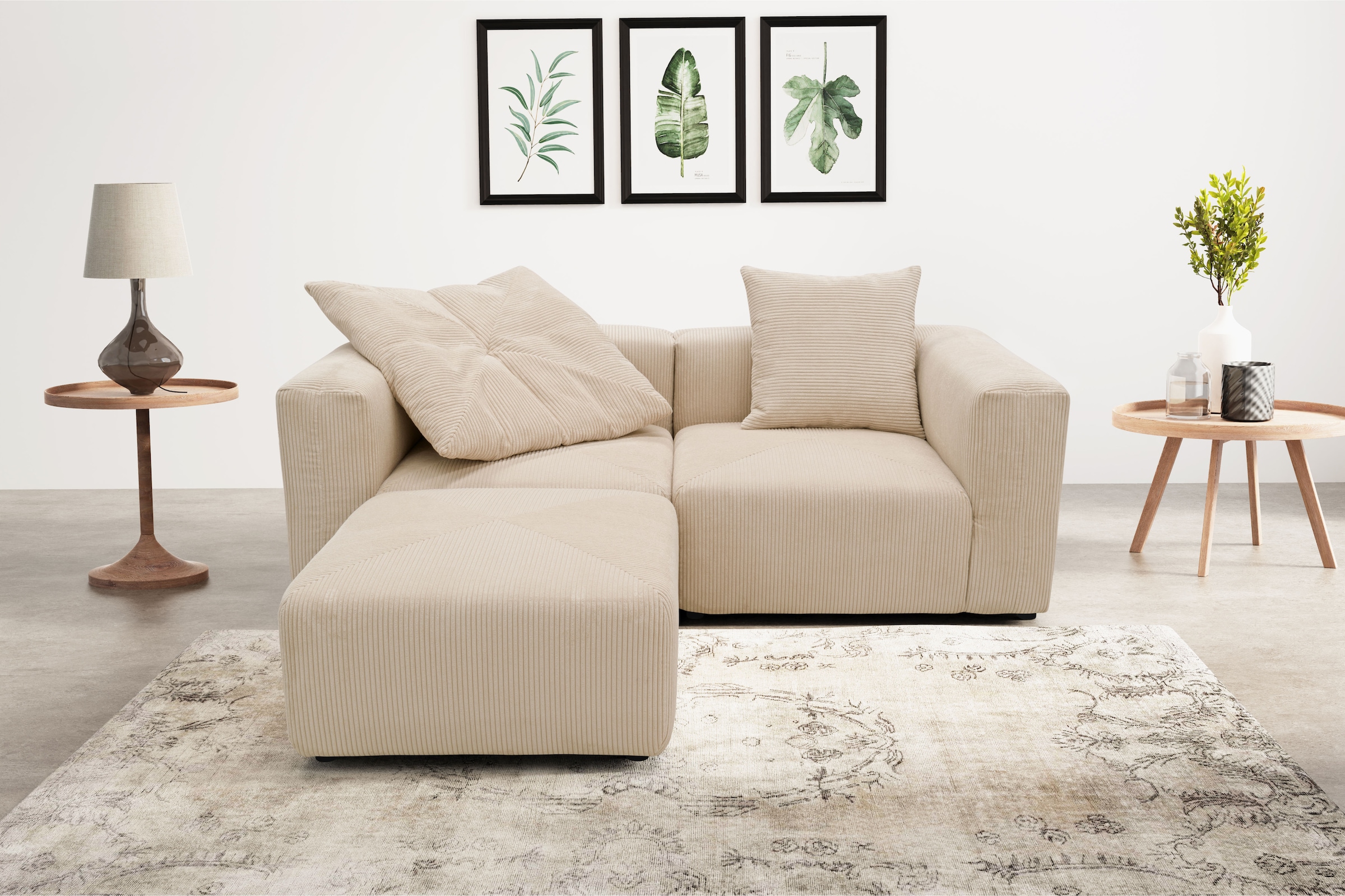 Image of Home affaire Ecksofa "Gerrid L-Form" Cord, Modulsofa, bestehend aus 2 Eckelementen + 1 Hocker
