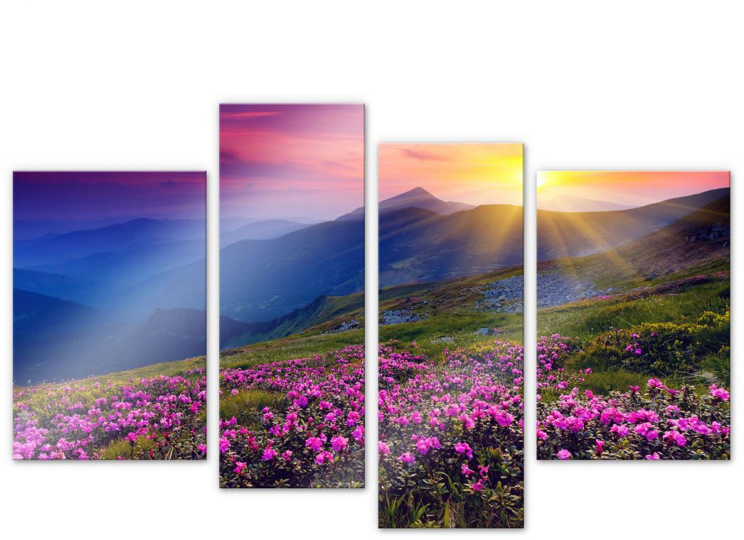 Image of Wall-Art Mehrteilige Bilder »Sonne in den Bergen (4-teilig)«, (Set, 4 St.) bei Ackermann Versand Schweiz