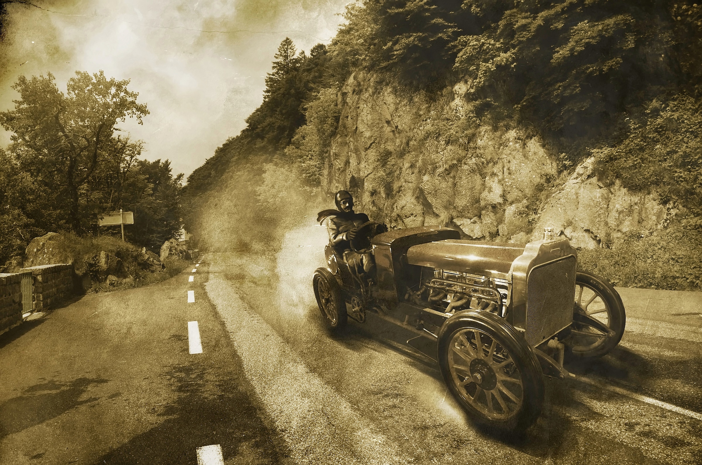 Image of Papermoon Fototapete "VINTAGE OLDTIMER-AUTOS CARS SEPIA SCHWARZ WEIssWANDBILD"