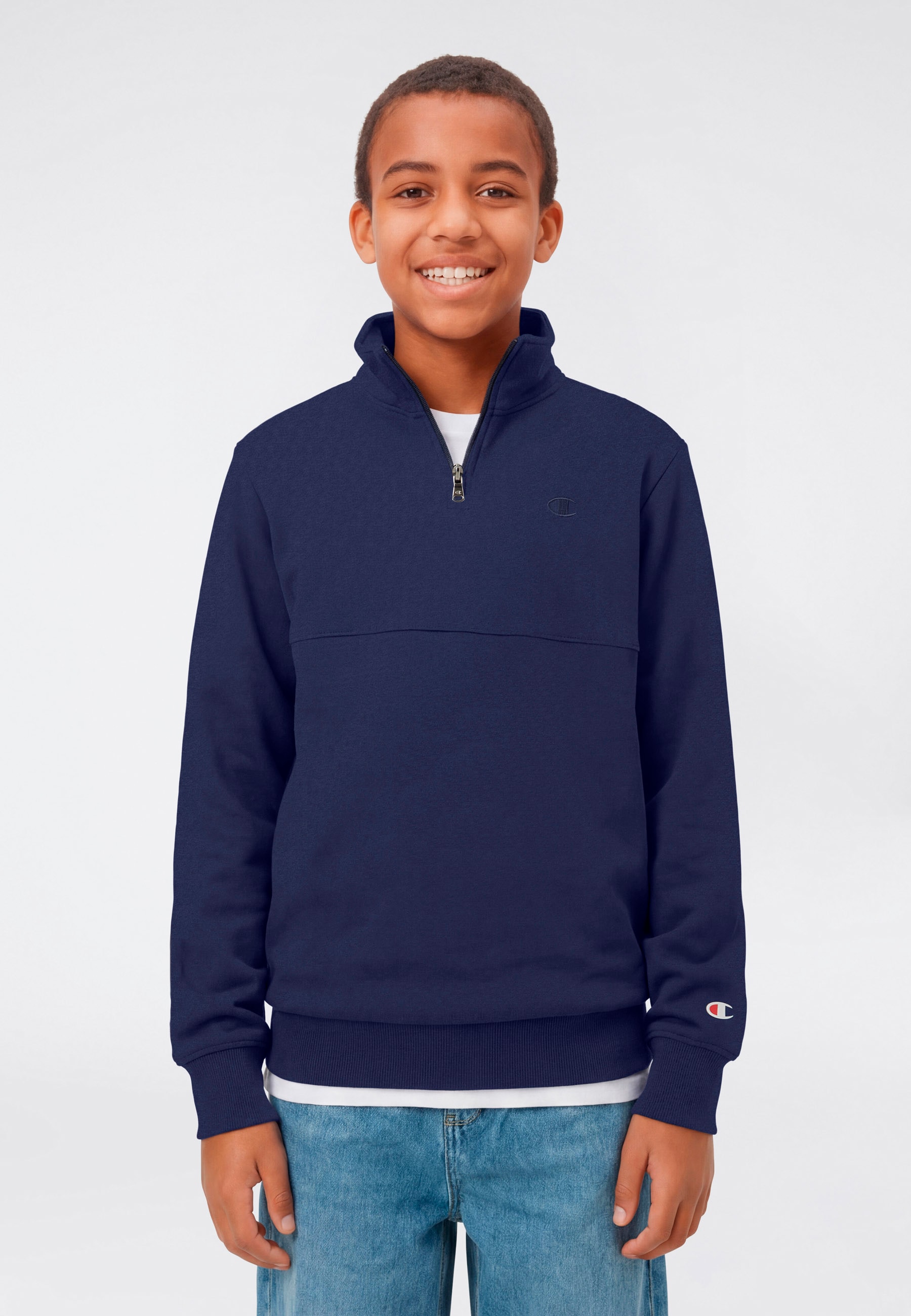 Champion Sweatshirt »ICONS Terry Half zip sweatshirt with small C logo«, für Kinder, sportlicher Stil, mit Reissverschluss
