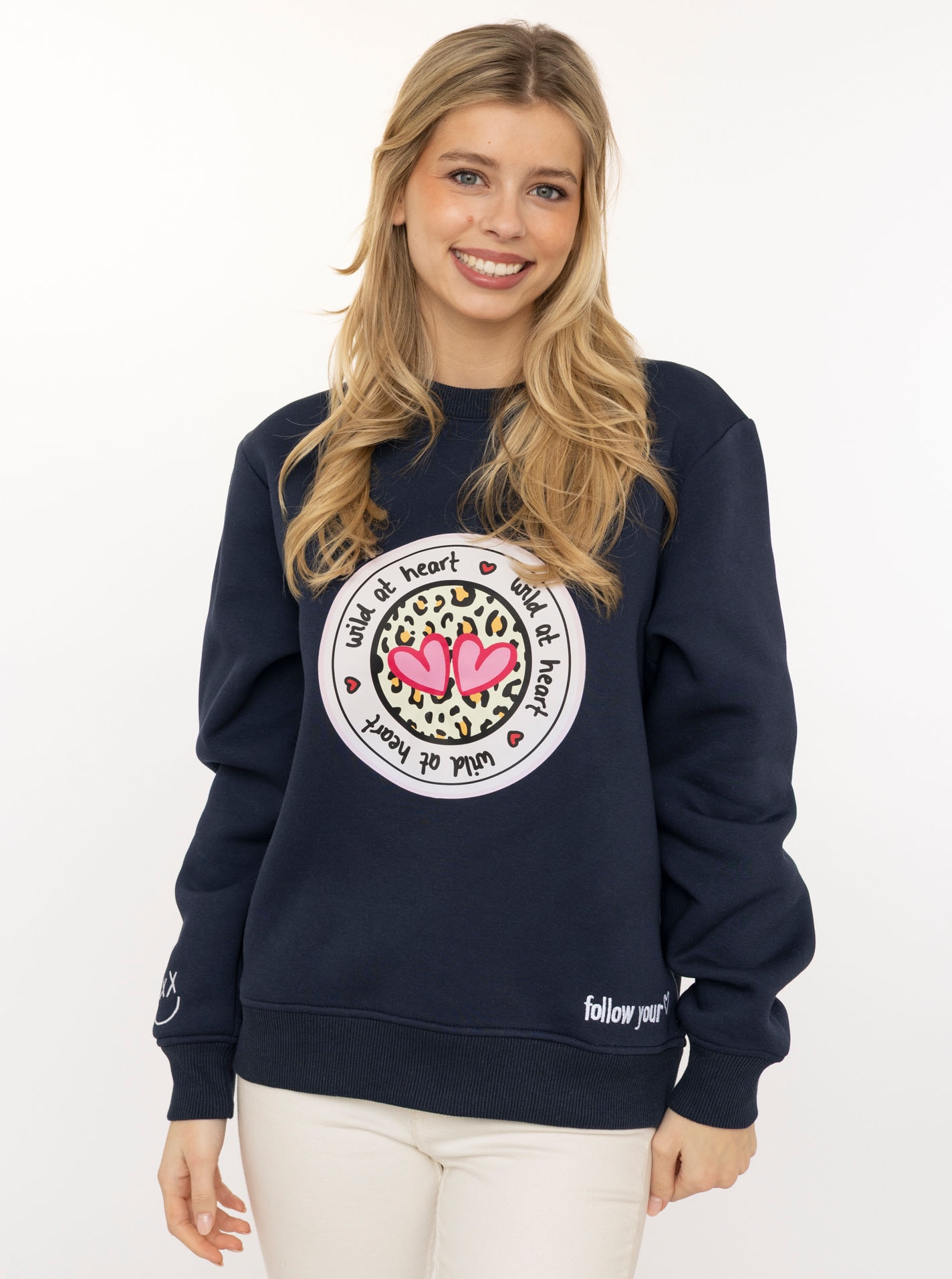Image of Zwillingsherz Sweatshirt, Rundhalsausschnitt, Langarm, Baumwollmischung