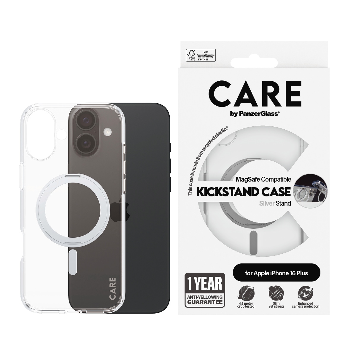 Image of CARE by PanzerGlass Handyhülle "Kickstand Case für Apple iPhone 16 Plus" Backcover, Schutzhülle, Handyschutzhülle, Case, Schutzcase, stossfest