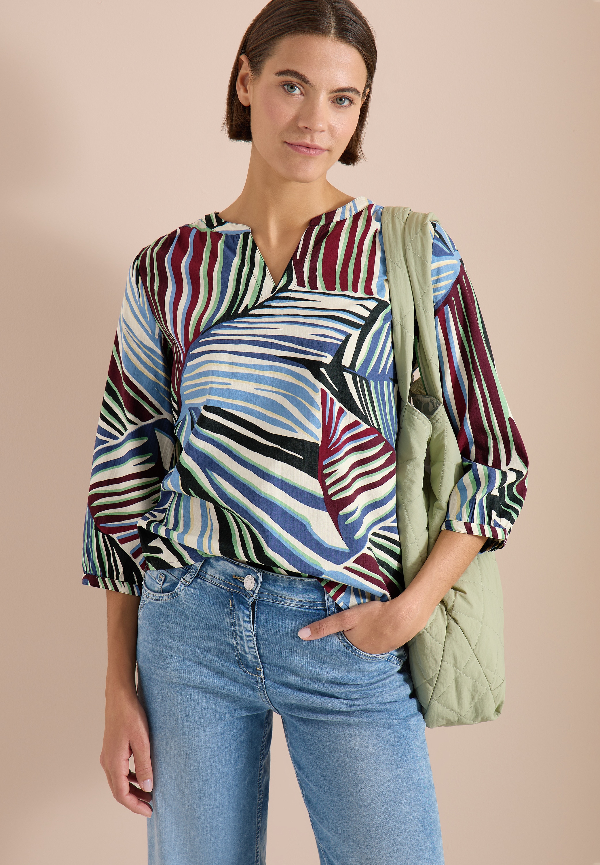 Image of Cecil Druckbluse 3/4-Arm Seersucker-Bluse mit grafischem Multicolor Muster