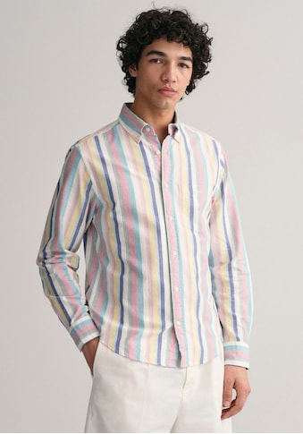 Streifenhemd »Regular Fit Oxford Hemd strukturiert langlebig dicker gestreift«
