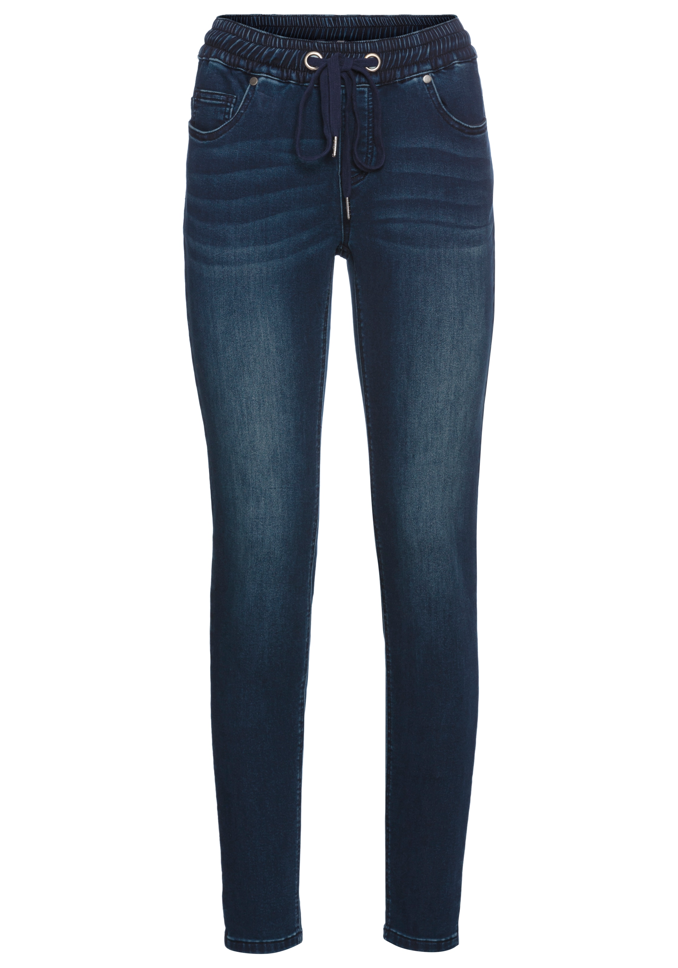 Arizona Stretch-Jeans, weites Bein, normale Leibhöhe, knöchellang, mit Used-Waschung