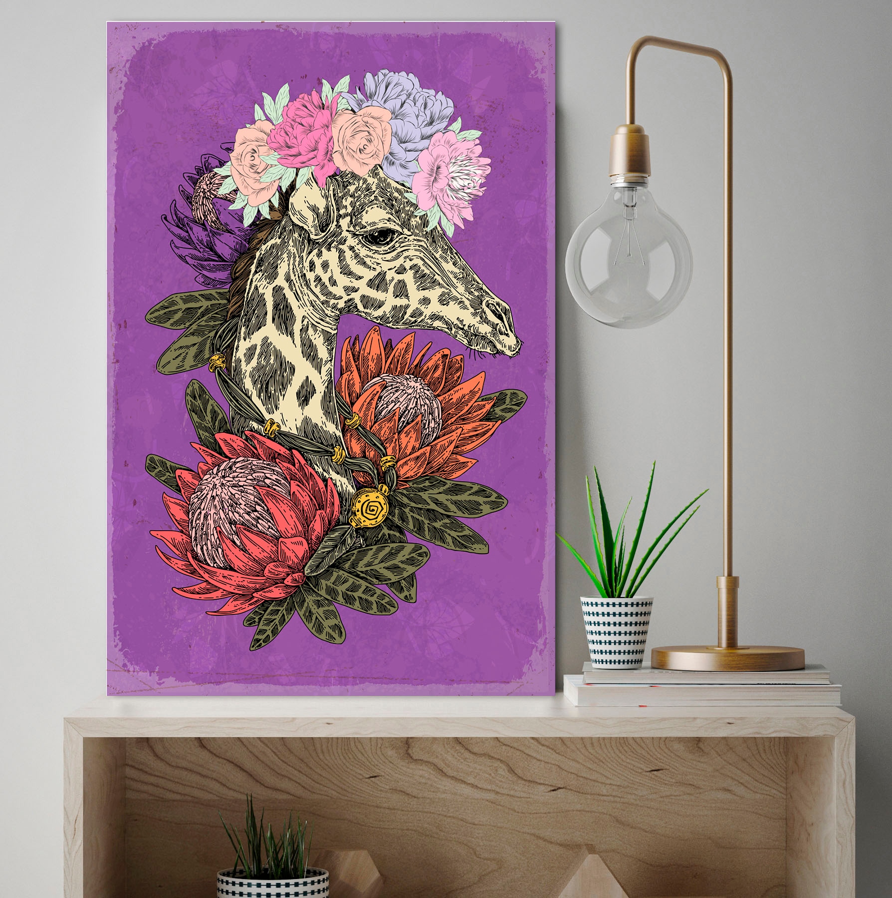 Image of queence Metallbild "Gerta" Blumen Blumenbilder Tiere 1 Stk. tlg. Stahlschilder