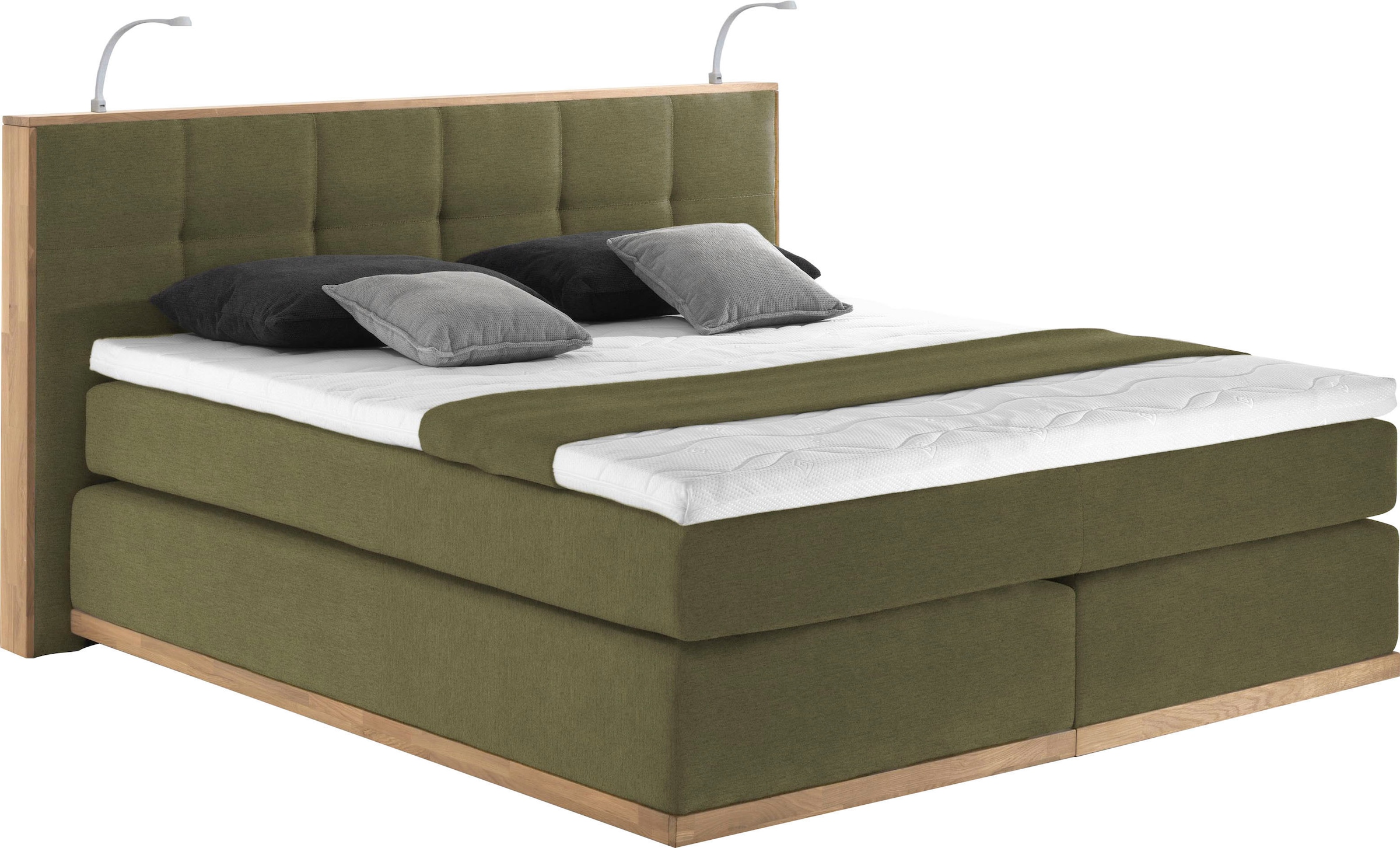 Image of Home affaire Boxspringbett "Vinton" aus Eiche, mit LED-Beleuchtung, verschiedene Härtegrade (auch H4)