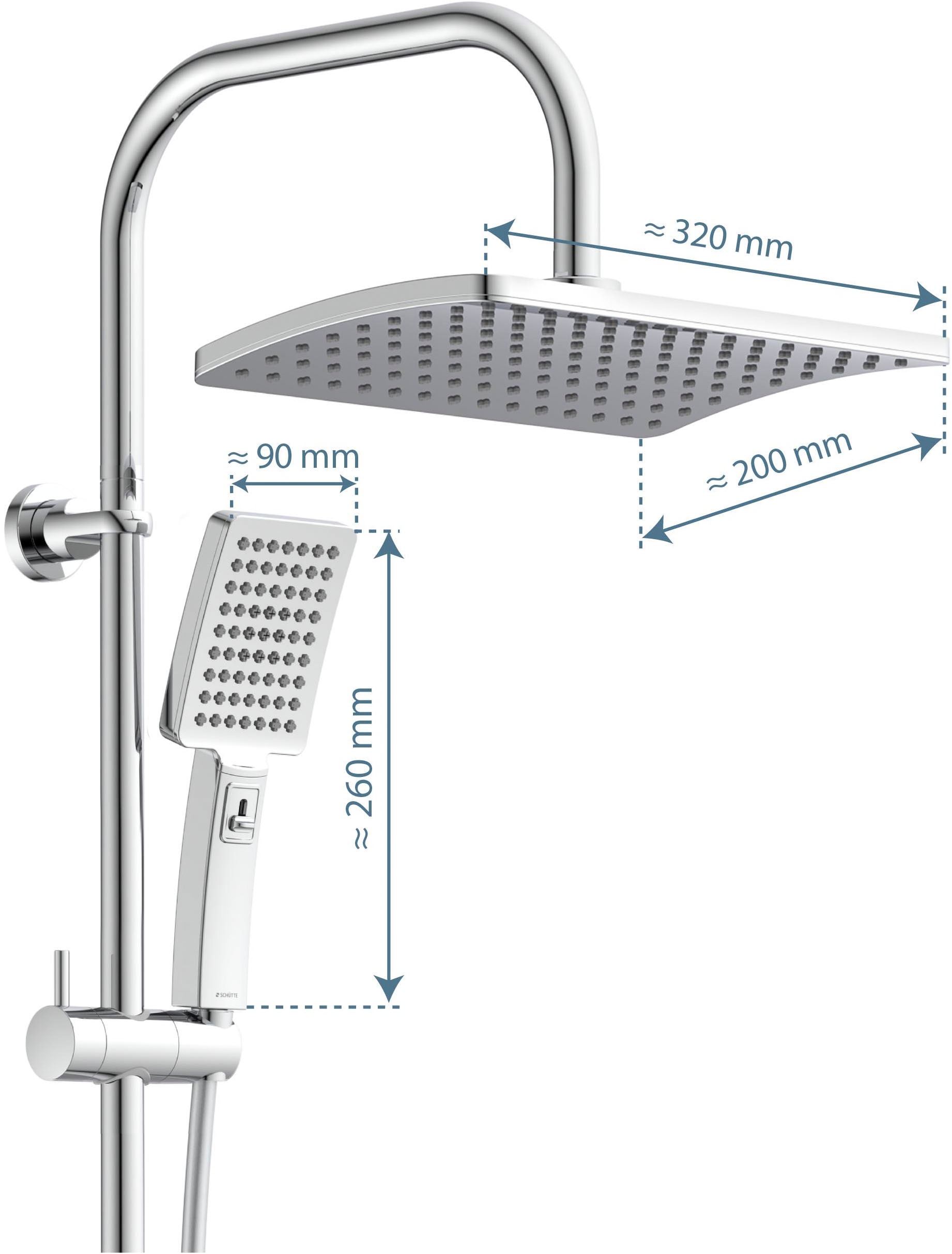 Schütte Brausegarnitur »Mallorca« Duschsystem mit Kopfbrause und Handbrause