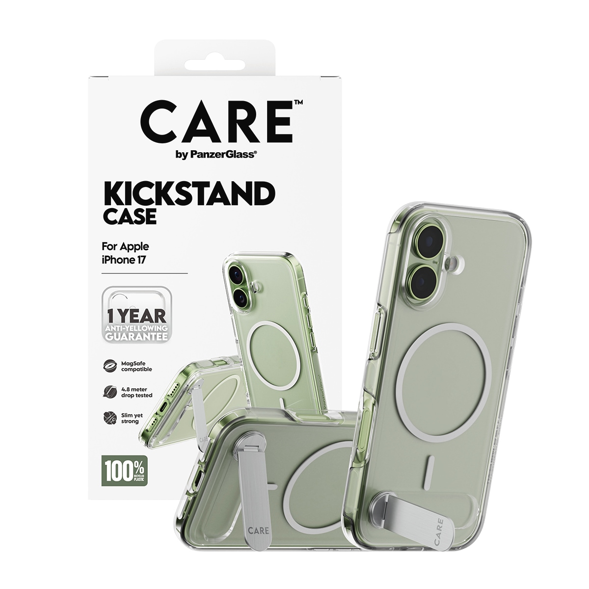 CARE by PanzerGlass Housse pour téléphone portable »Kickstand Case für Apple iPhone 17« Backcover, Schutzhülle, Handyschutzhülle, Case, Schutzcase, stossfest