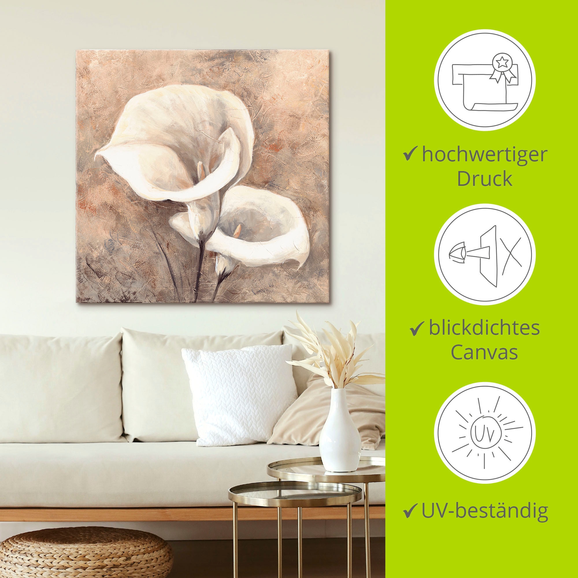 Artland Leinwandbild »Klassische Callas« Blumen 1 Stk. tlg. auf Holzrahmen gespannt