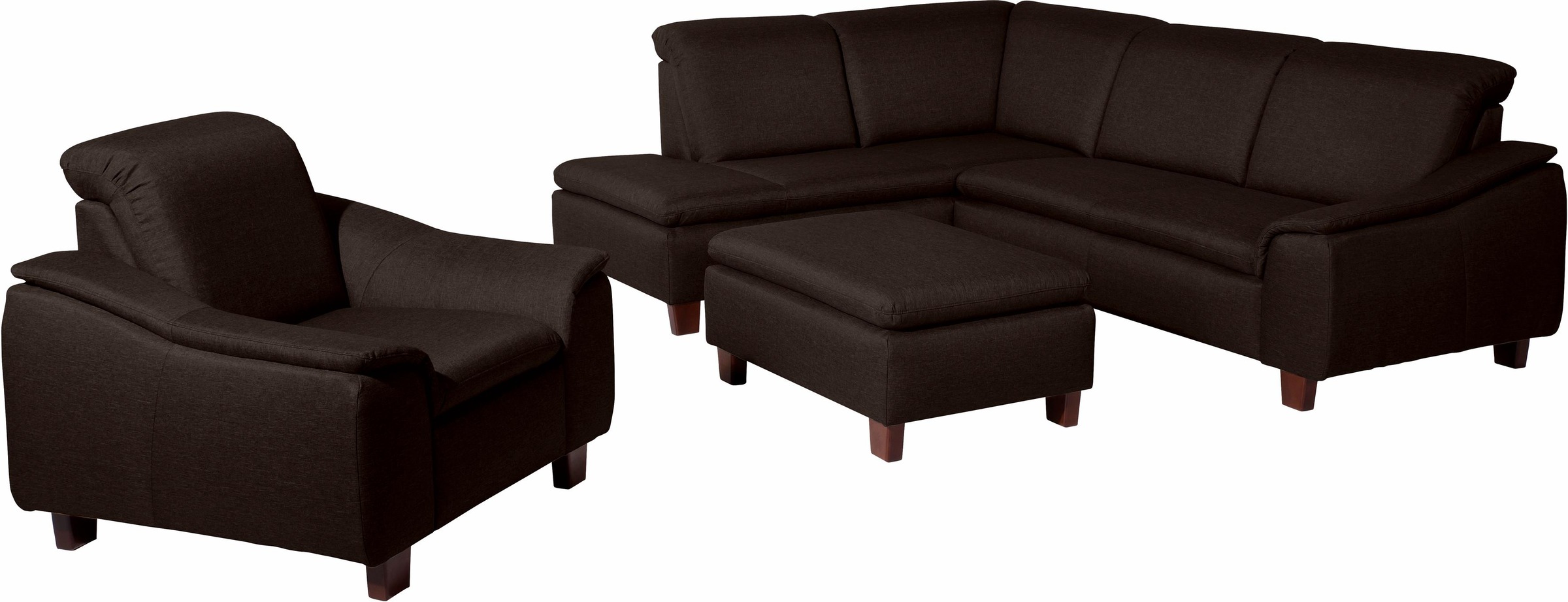 Max Winzer® Ecksofa »Alessio, aktuelle Mattenoptik, geschwungene Formensprache, bequem«, mit abgerundeter Rückenlehne, Ottomane wahlweise links oder rechts