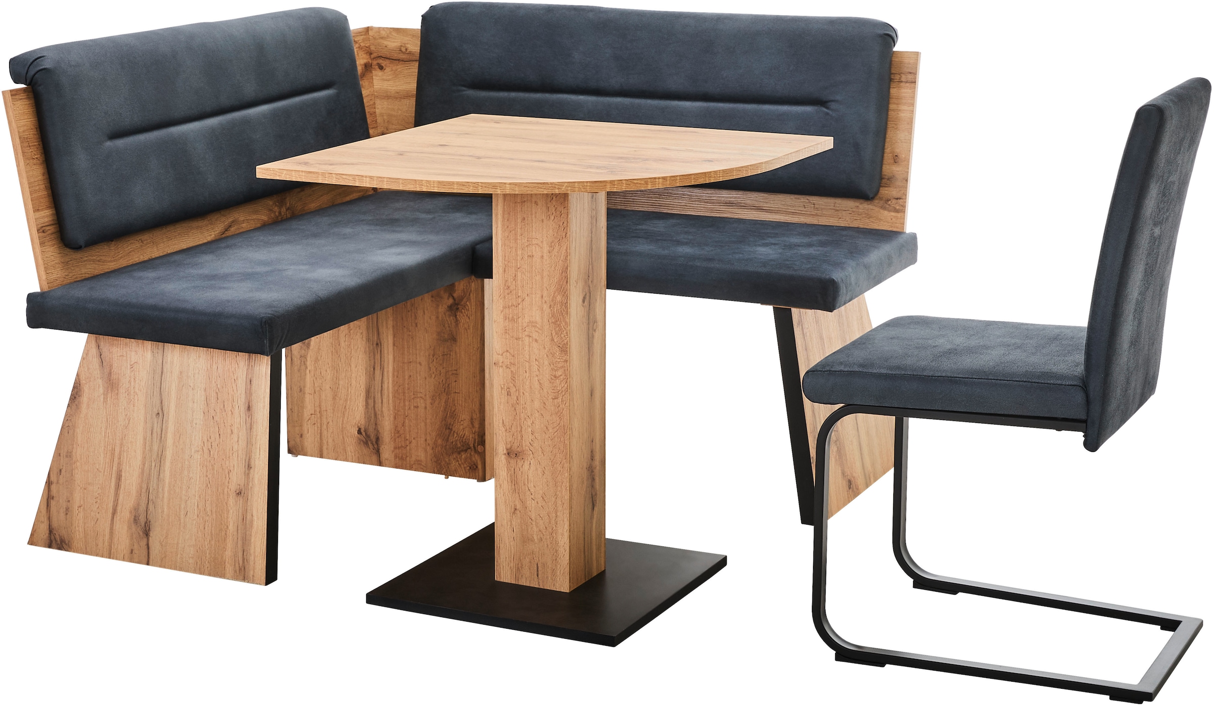 Image of massivline&more Eckbankgruppe "Treviso" 3 tlg. tlg. besteht aus Tisch, Eckbank, Freischwinger