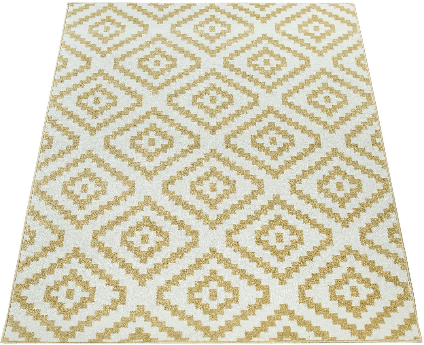 Image of Paco Home Teppich "Stella 400" rechteckig 16 mm Höhe Kurzflor, Pastell Farben, Rauten Design, Wohnzimmer