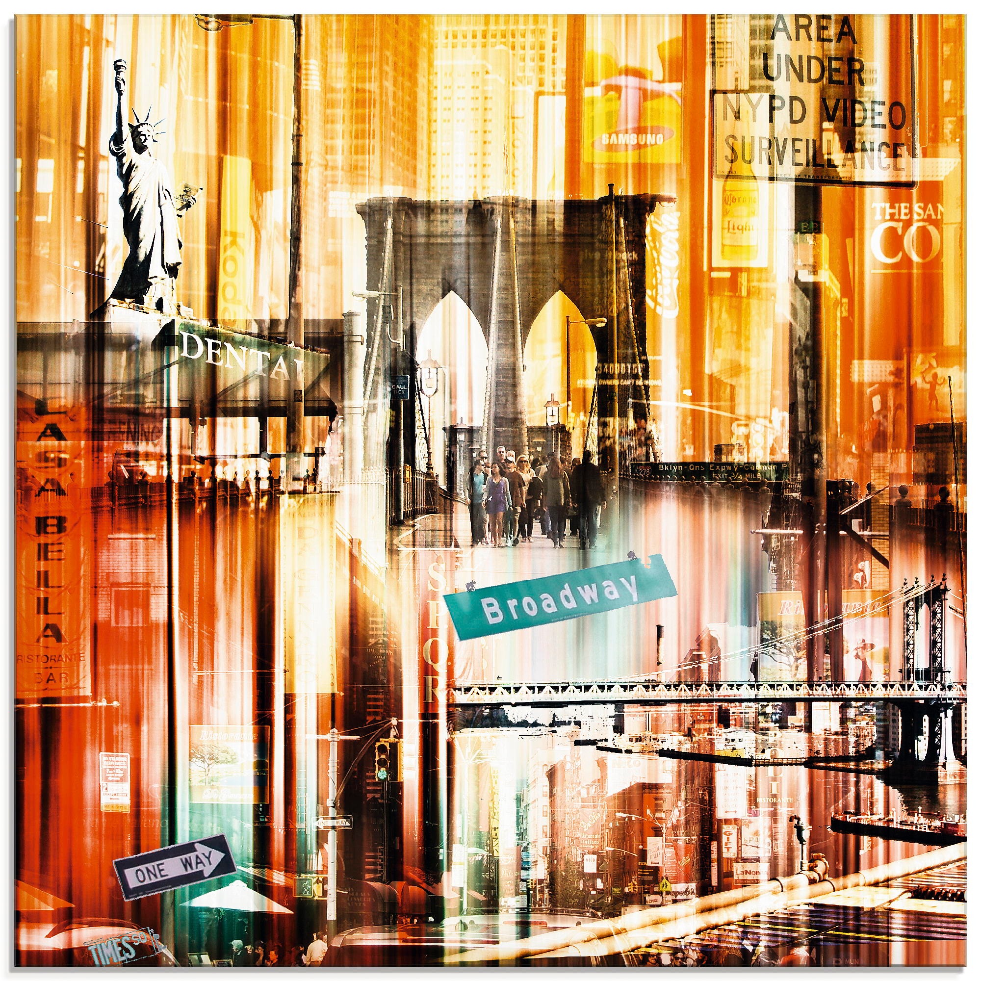 Image of Artland Glasbild »NYC New York City - Skyline Collage 16«, Gebäude, (1 St.) bei Ackermann Versand Schweiz
